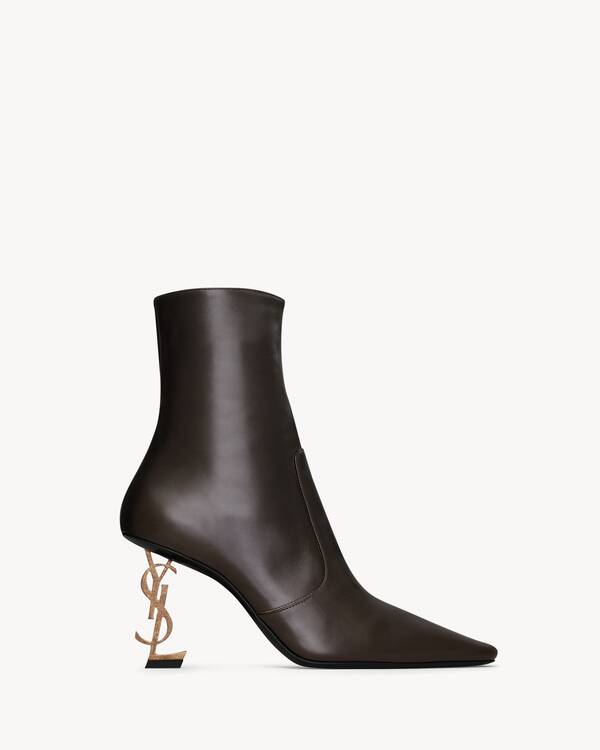 OPYUM booties in smooth leather in Brown | Saint Laurent | YSL US
