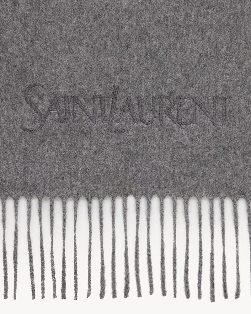 SAINT LAURENT emboidered scarf in cashmere jacquard