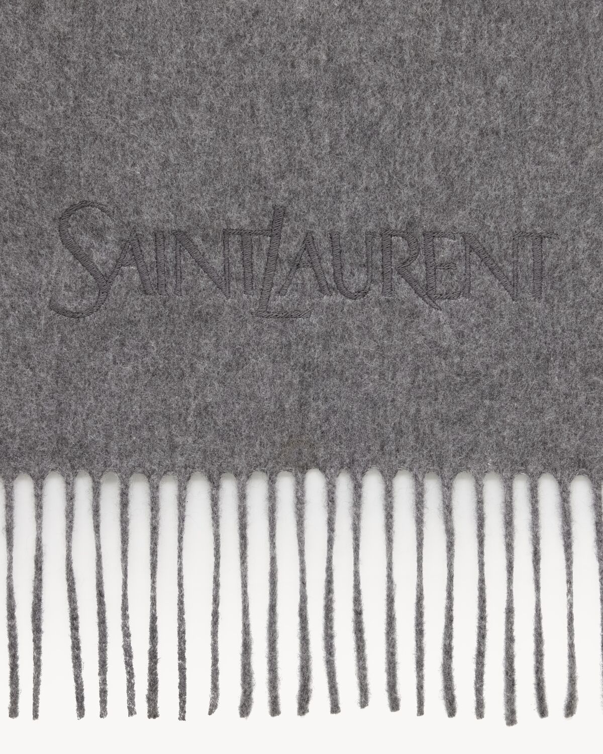 SAINT LAURENT emboidered scarf in cashmere jacquard in Grey | Saint ...