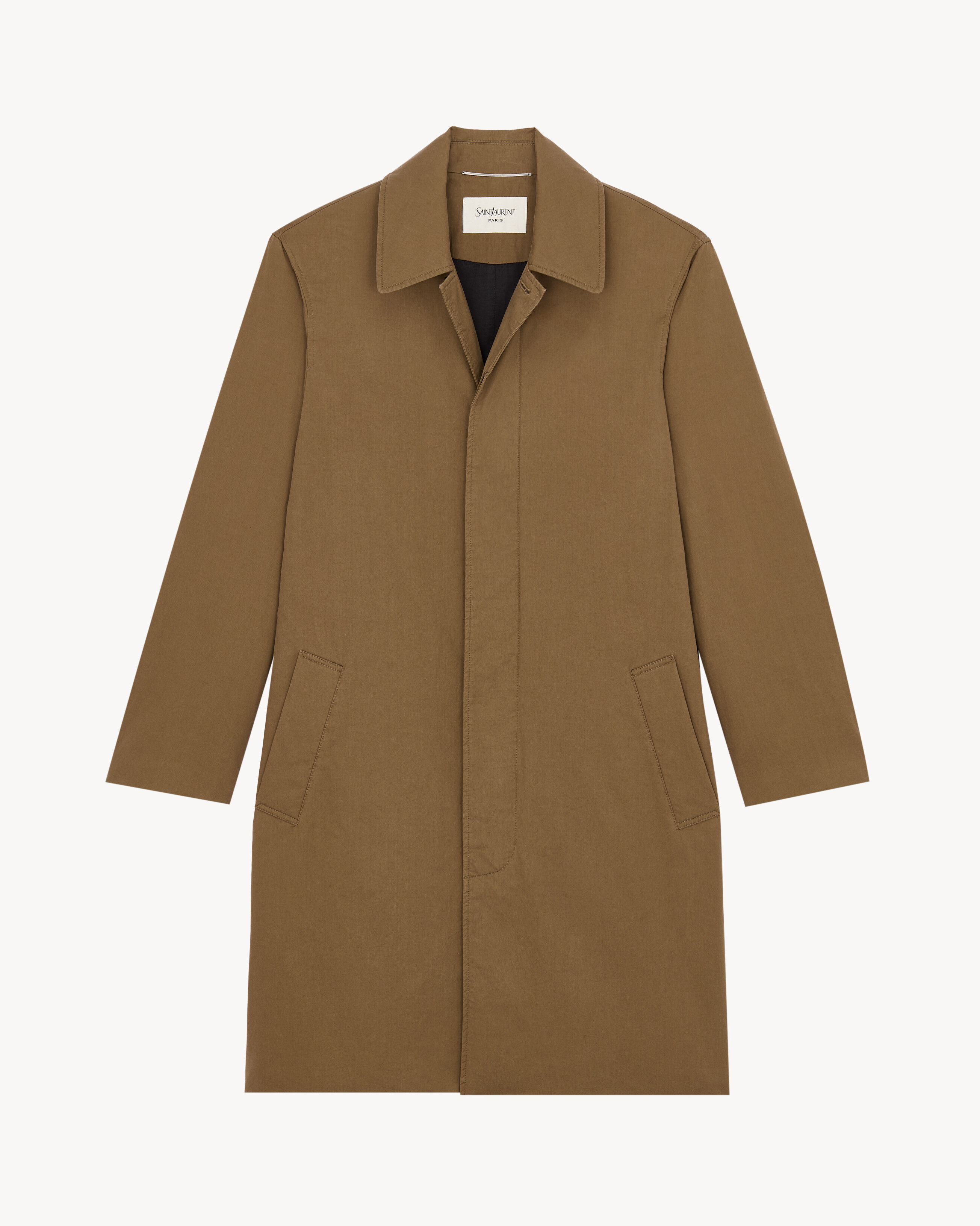 padded mac coat in cotton serge