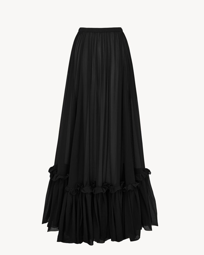 スカート（シルク クレープ モスリン） ブラック | Saint Laurent