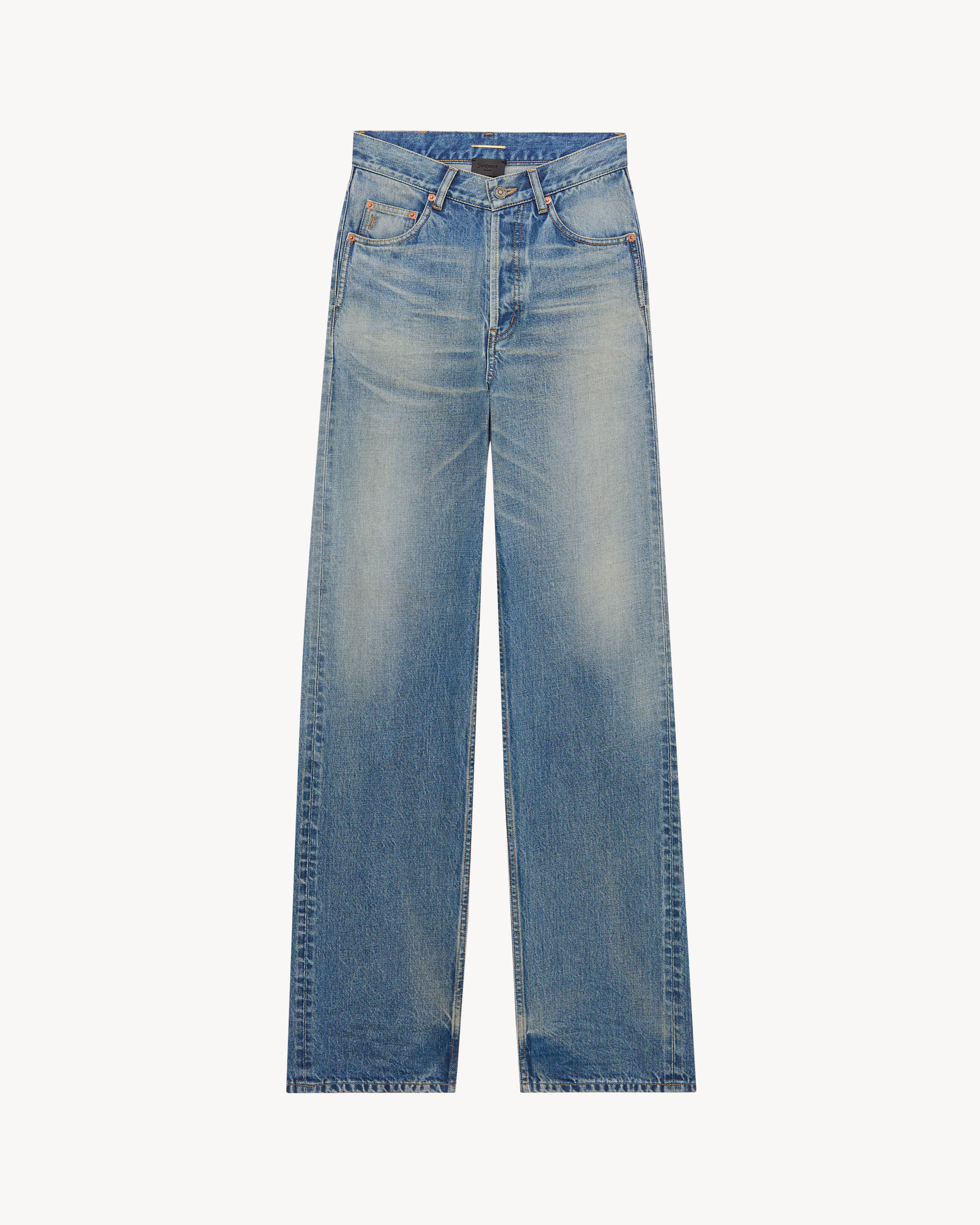 CASSANDRE V-waist long baggy jeans