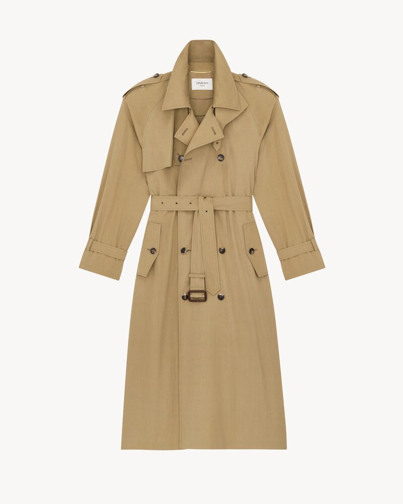 trench coat in water-repellent cotton and silk