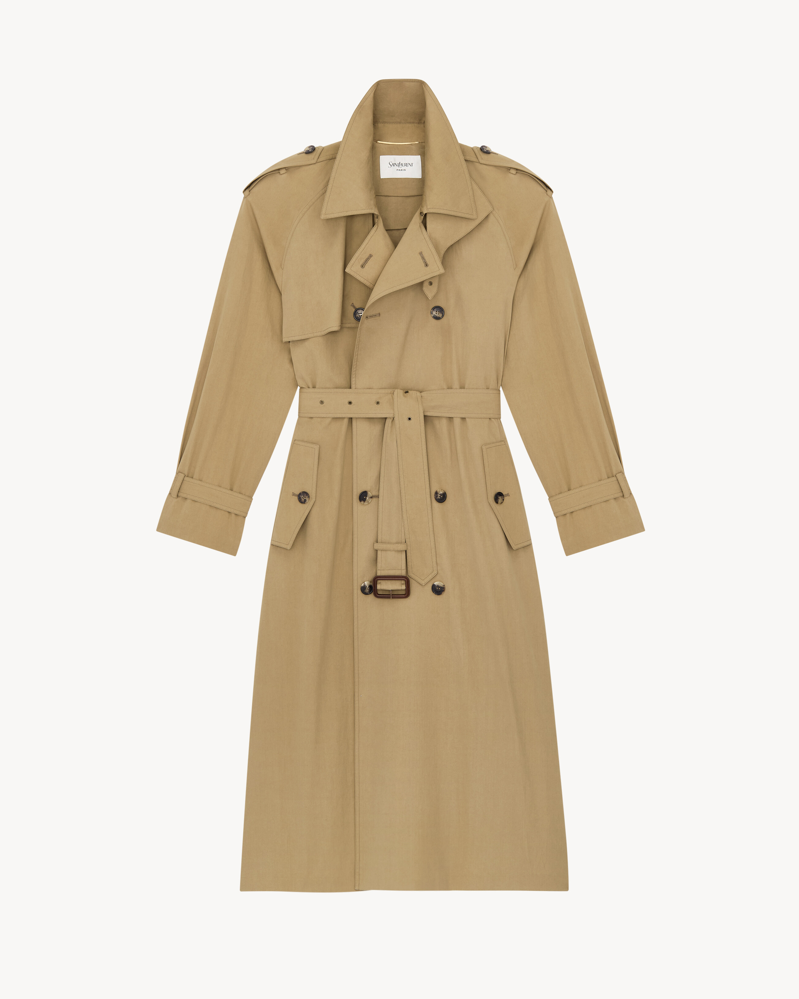 trench coat in water-repellent cotton and silk