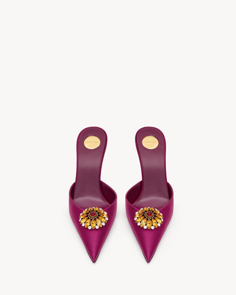 COSMO mules in satin crepe and crystals