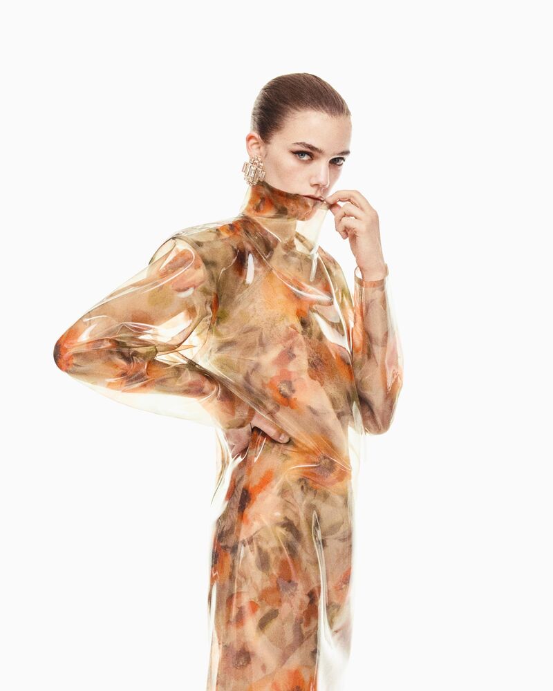 boxy dress in floral silicone