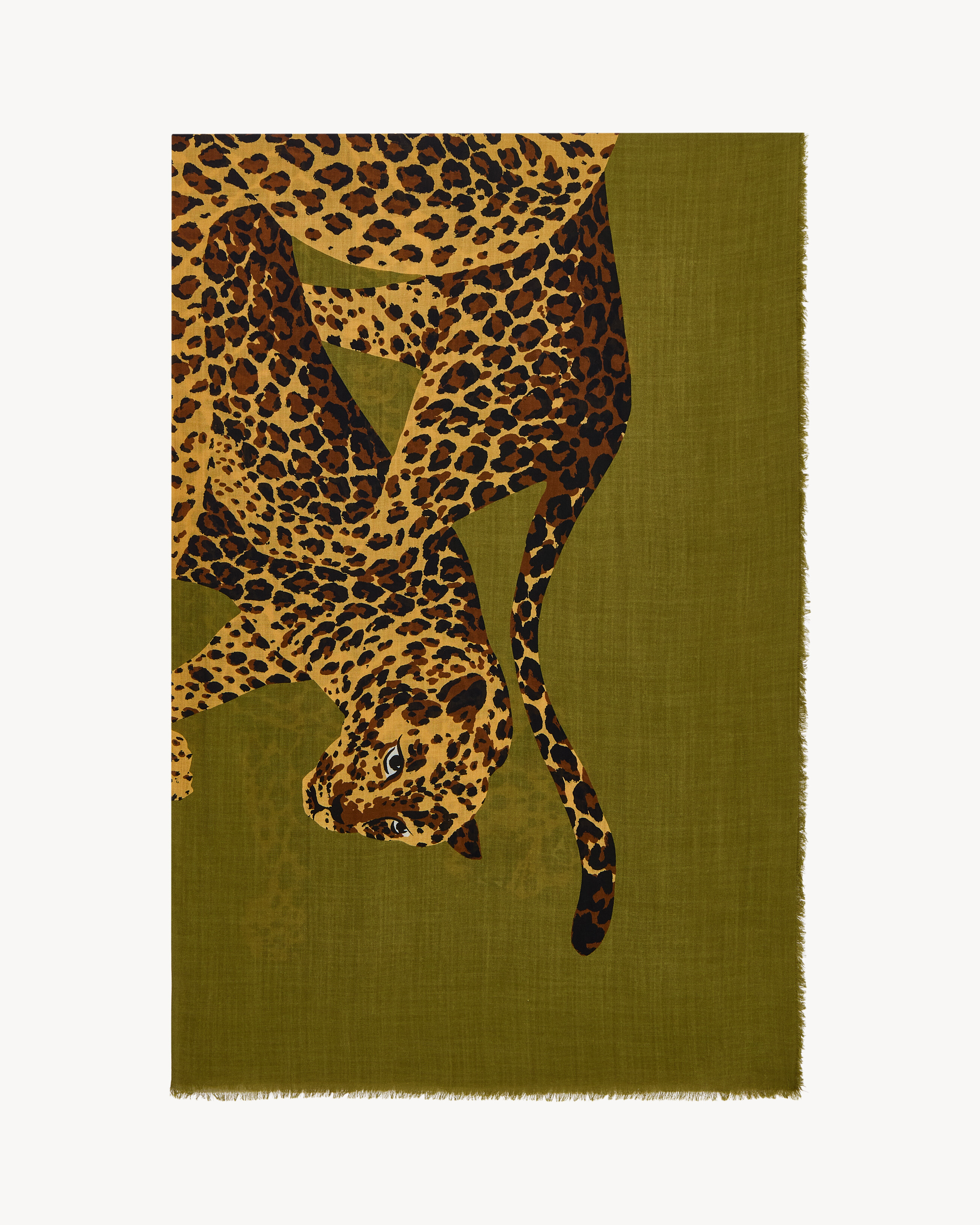 Leopard stole in wool twill