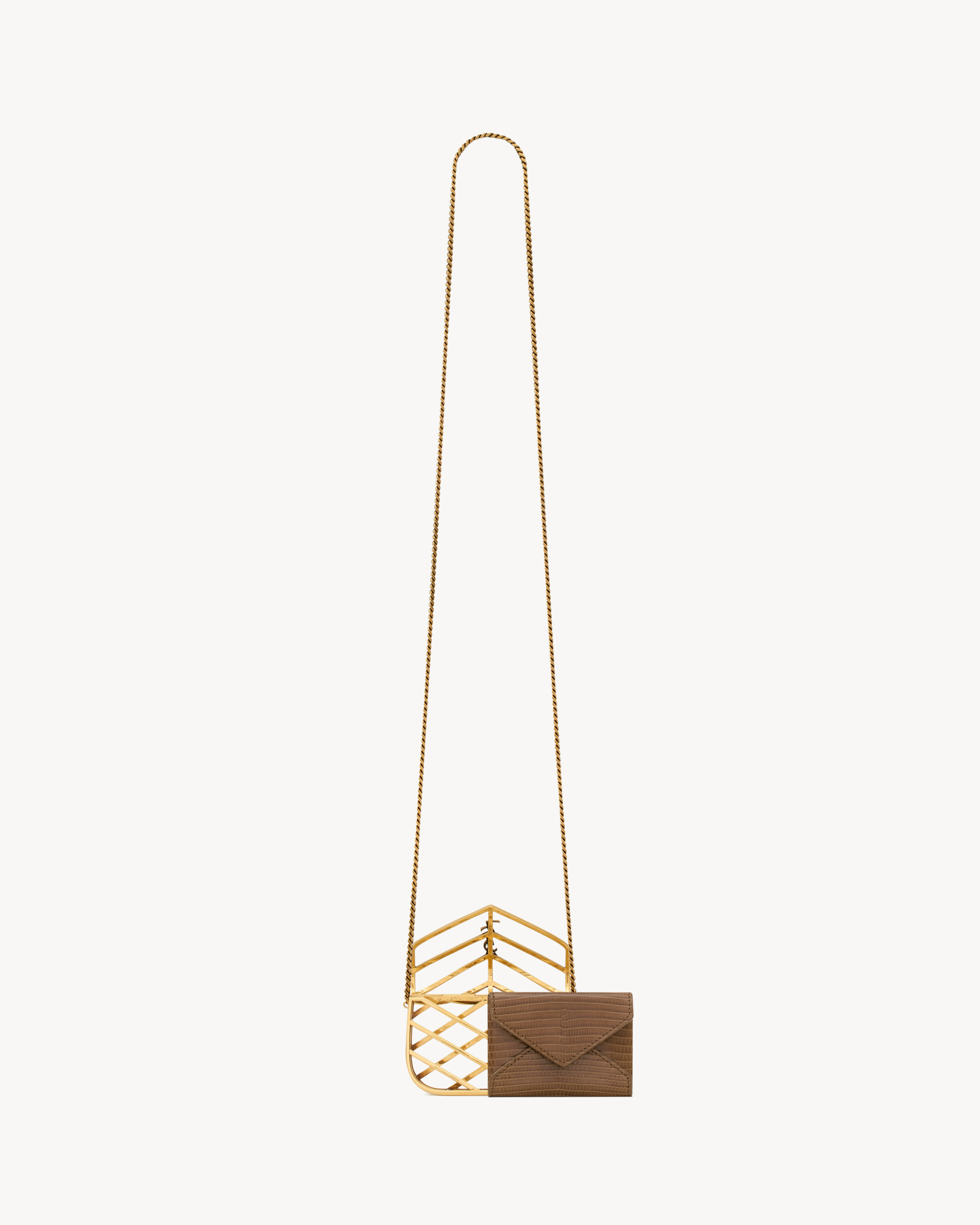 LOULOU micro minaudière in metal and lizard