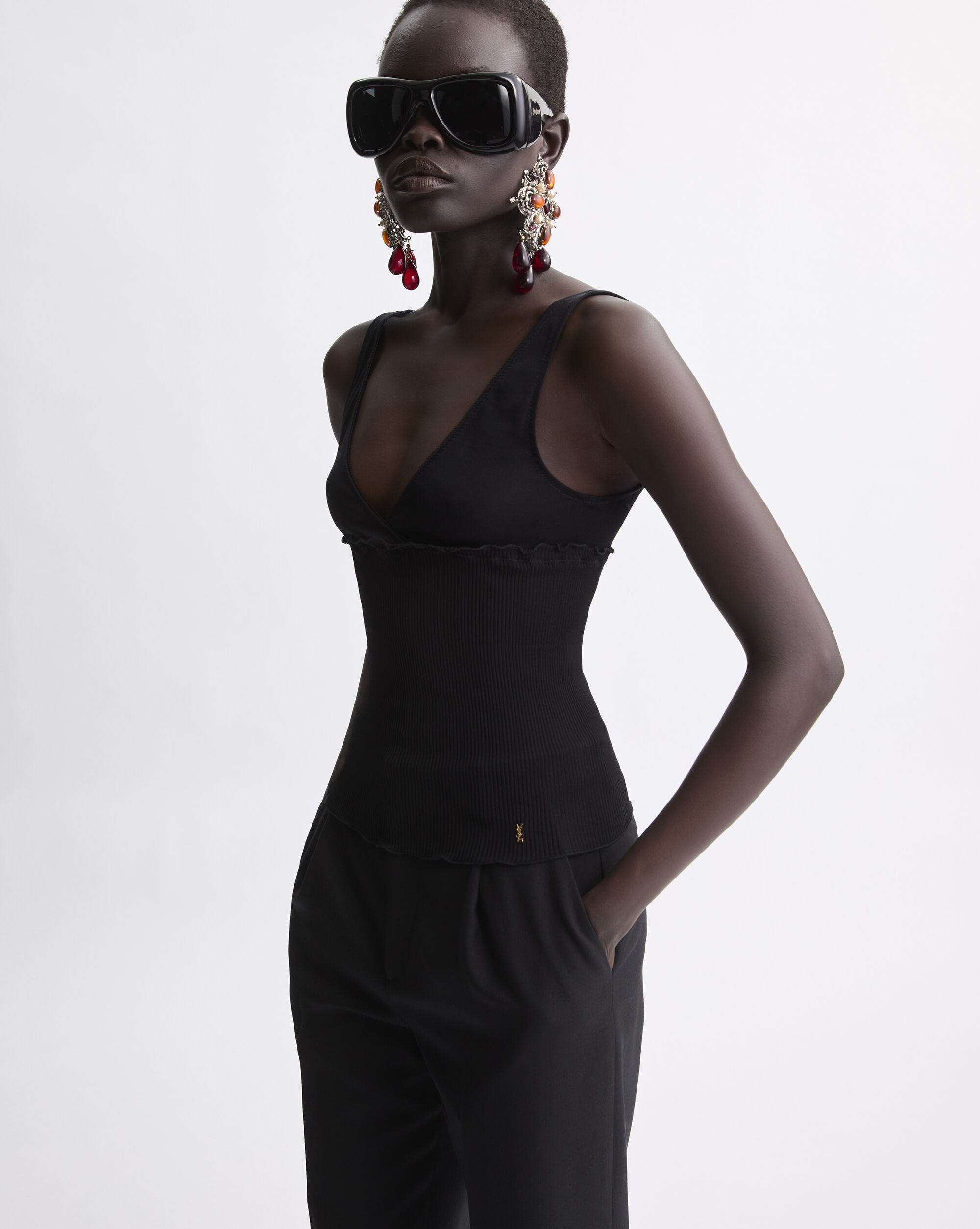 CASSANDRE tank top in ribbed silk jersey