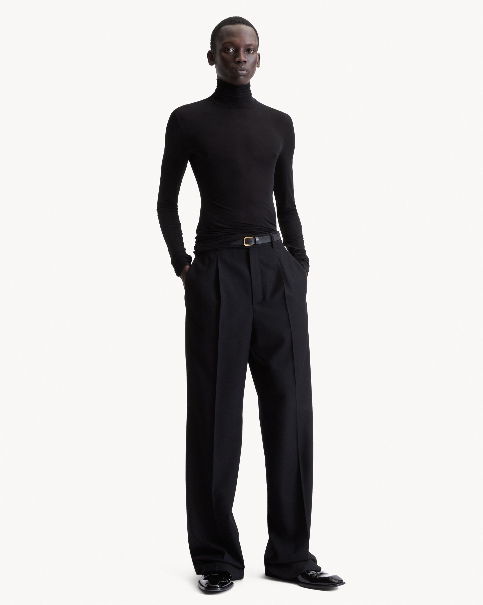 fluid pants in brushed wool flannel
