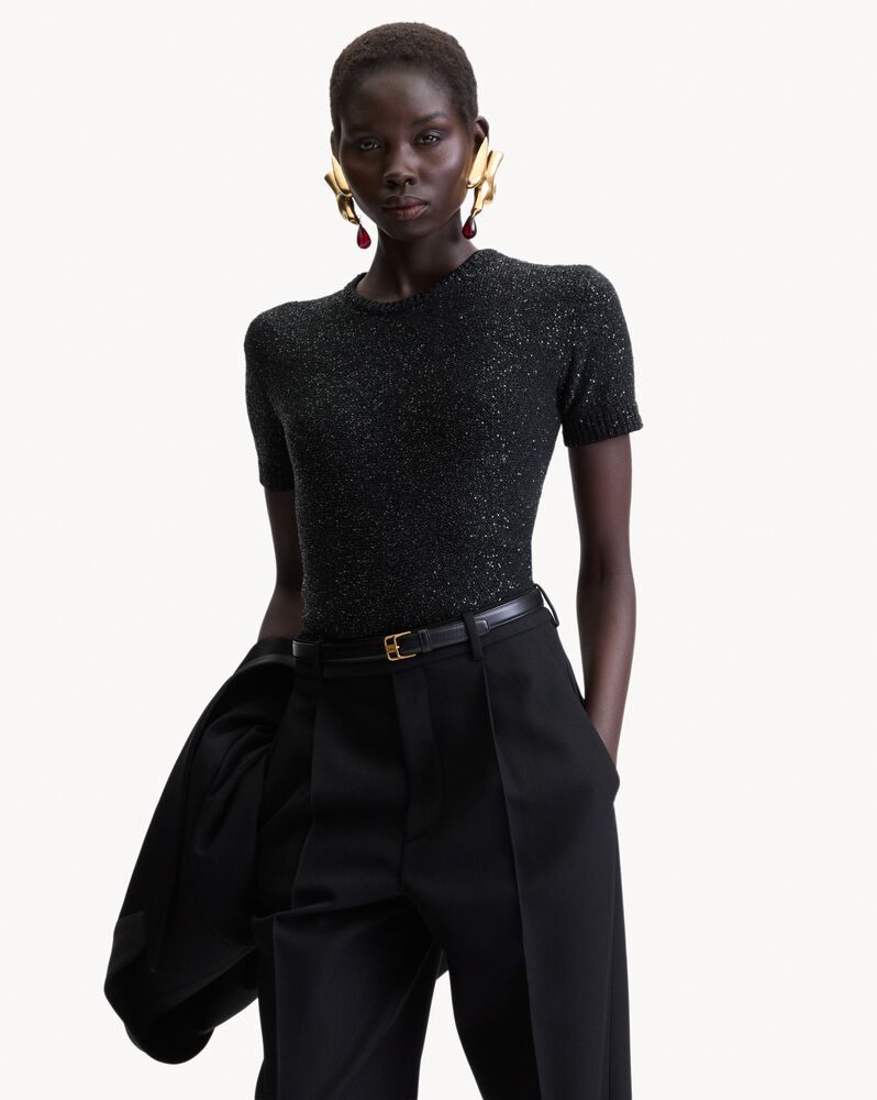 sequin T-shirt in metallic knit
