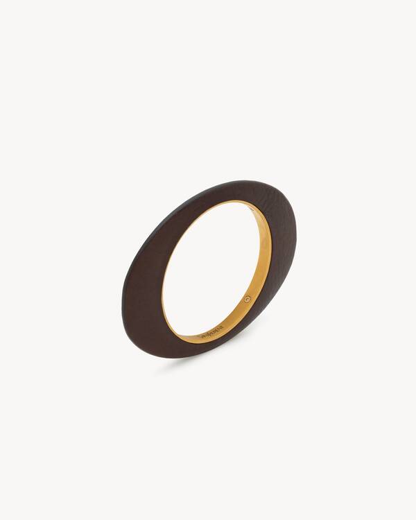 blade bangle in leather and metal in Brown | Saint Laurent | YSL