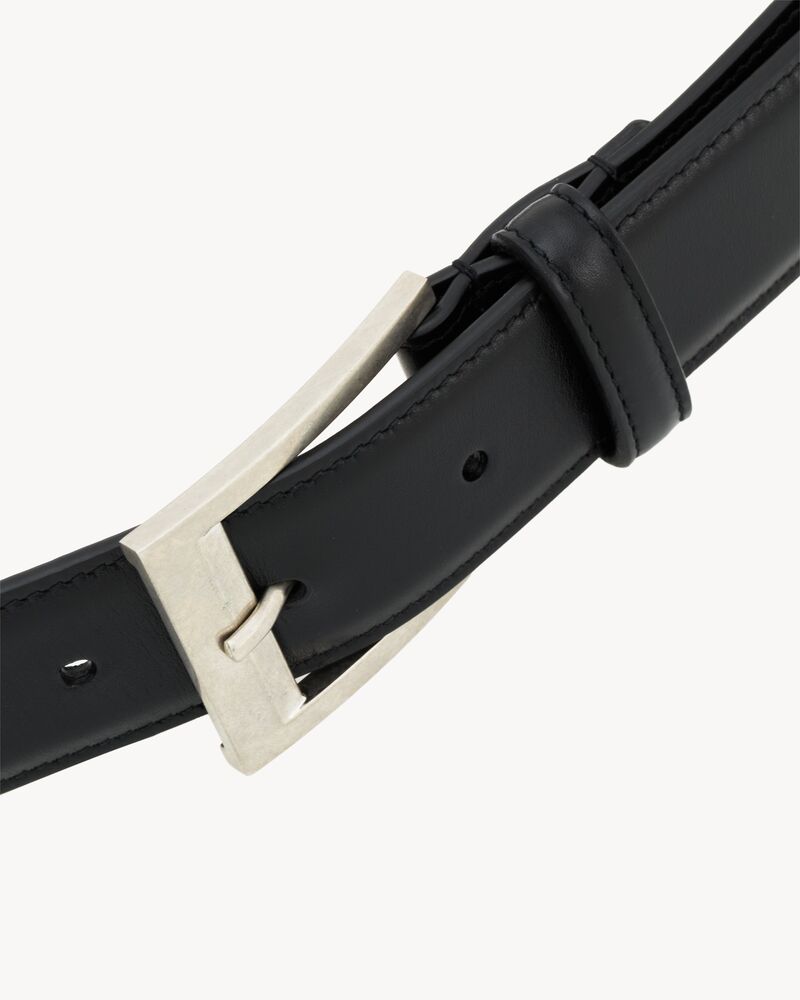 rectangular buckle belt in smooth leather