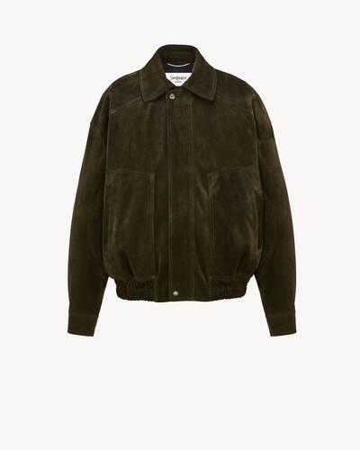bomber jacket in vintage split leather in Green | Saint Laurent