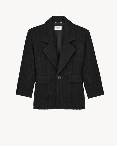 single-breasted jacket in tweed in Black | Saint Laurent | YSL EN-US