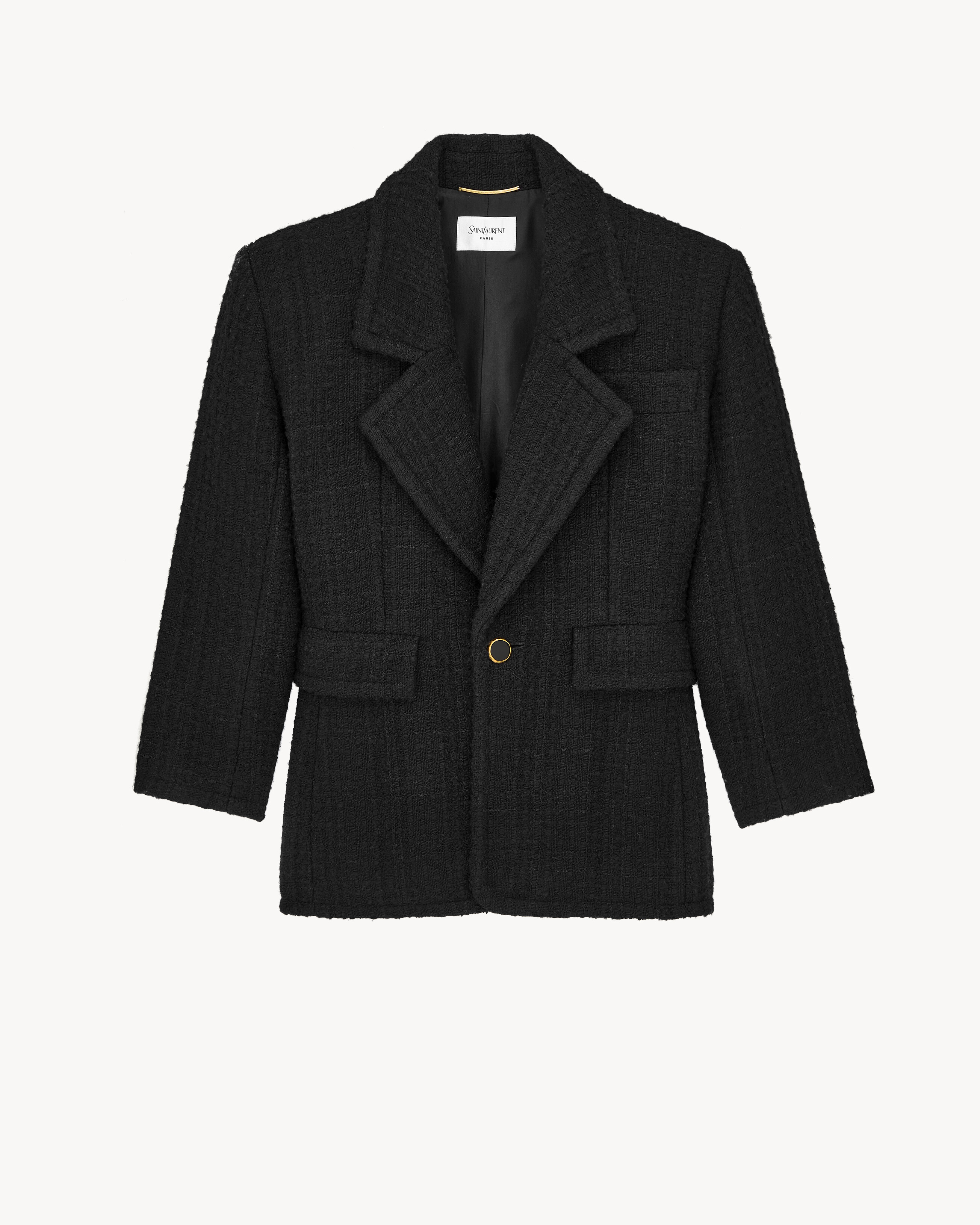 single-breasted jacket in tweed in Black | Saint Laurent | YSL EN-MC