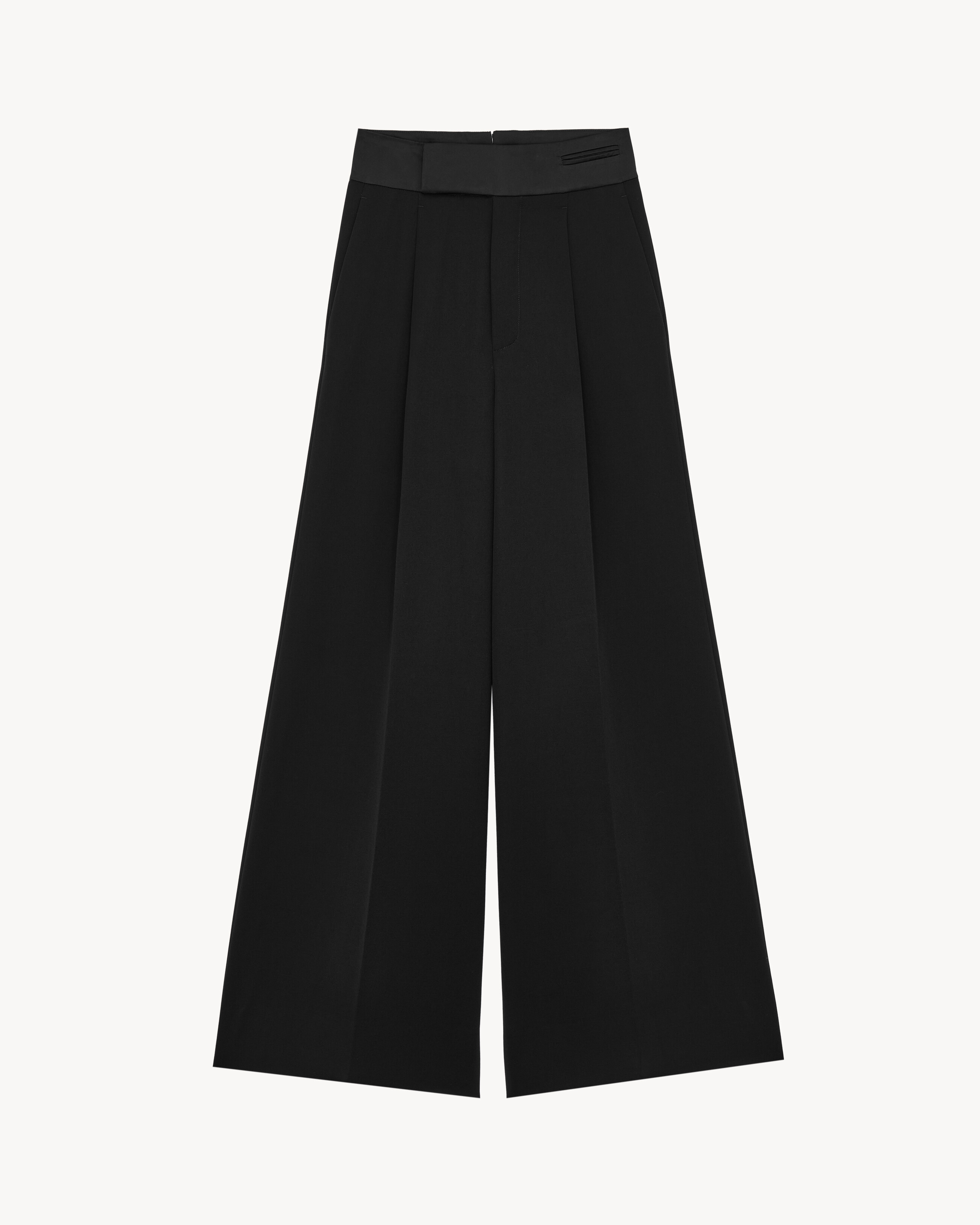 wide-leg tuxedo pants in grain de poudre