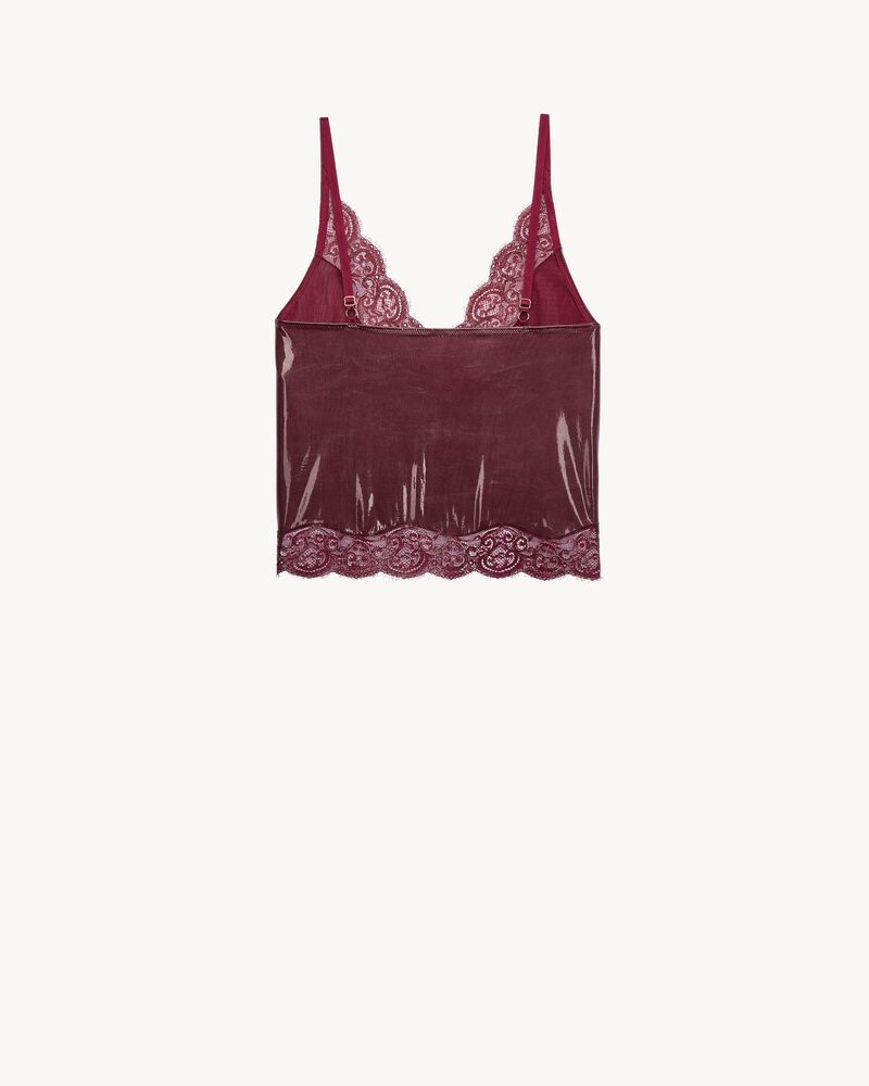 laced tank top in silicone-coated silk jersey