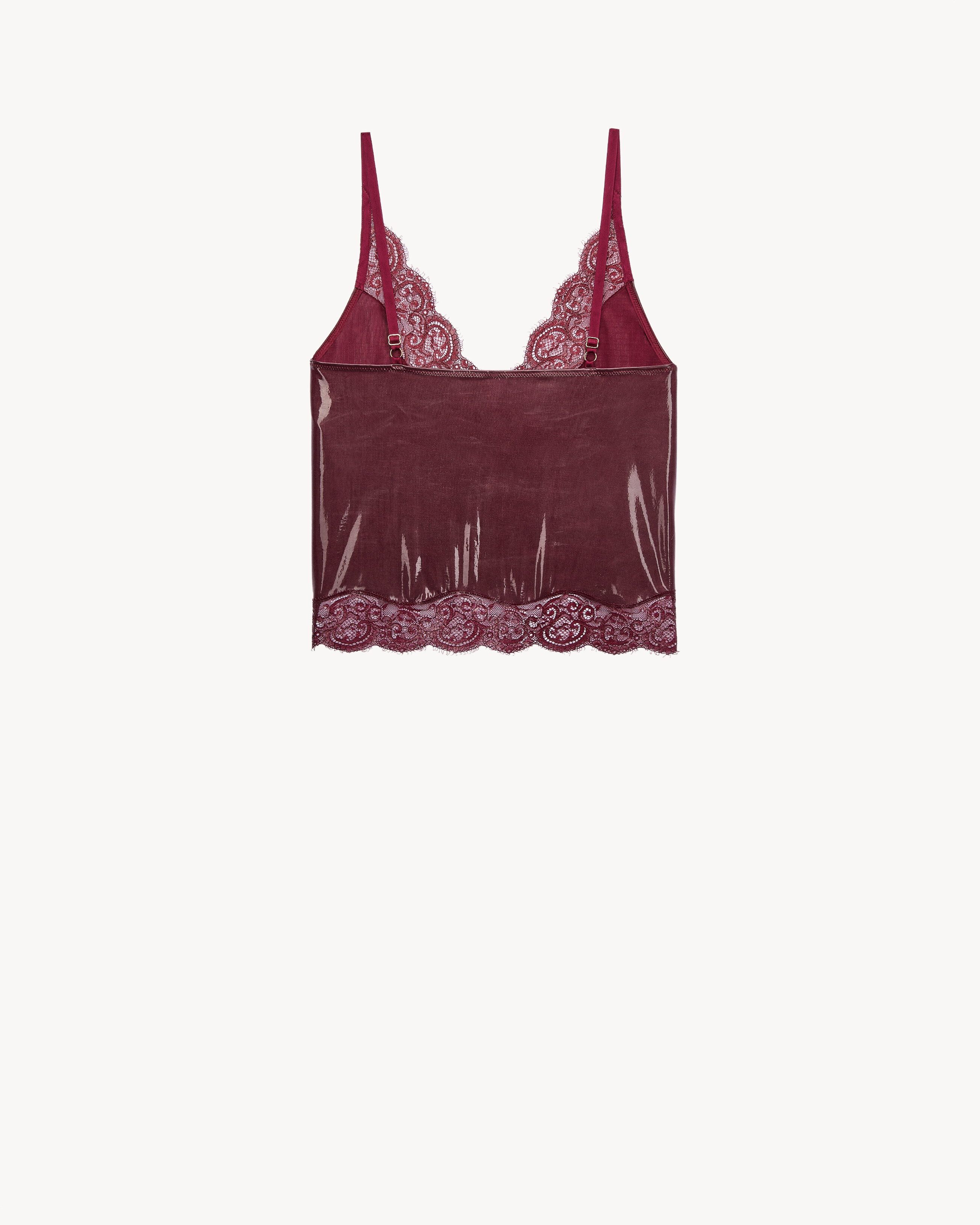 laced tank top in silicone-coated silk jersey