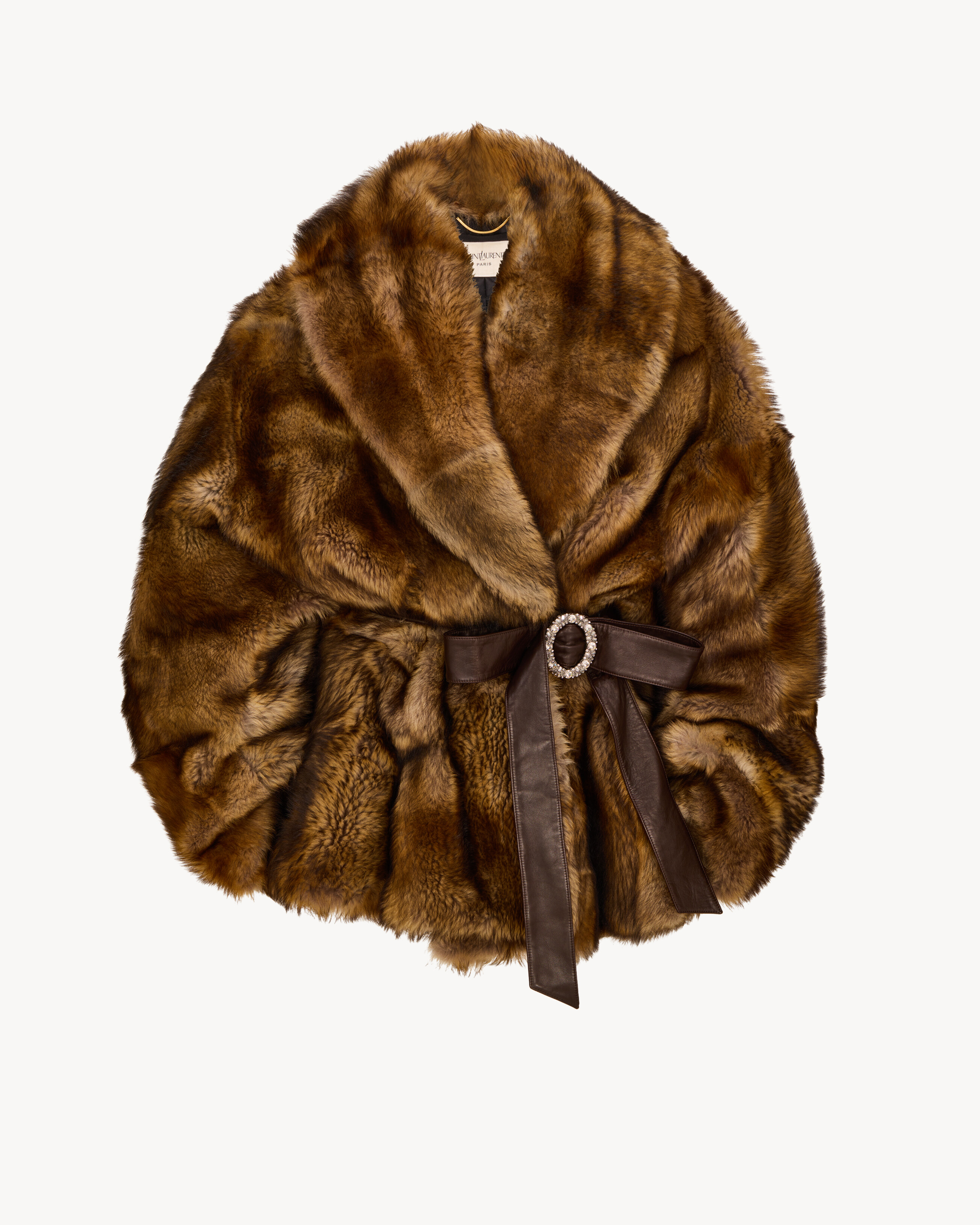 shearling patchwork short coat