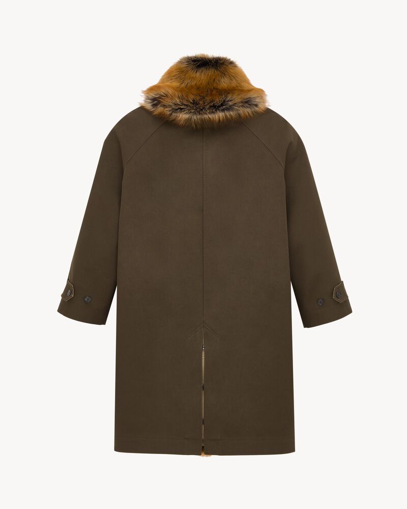 coat in canvas and shearling