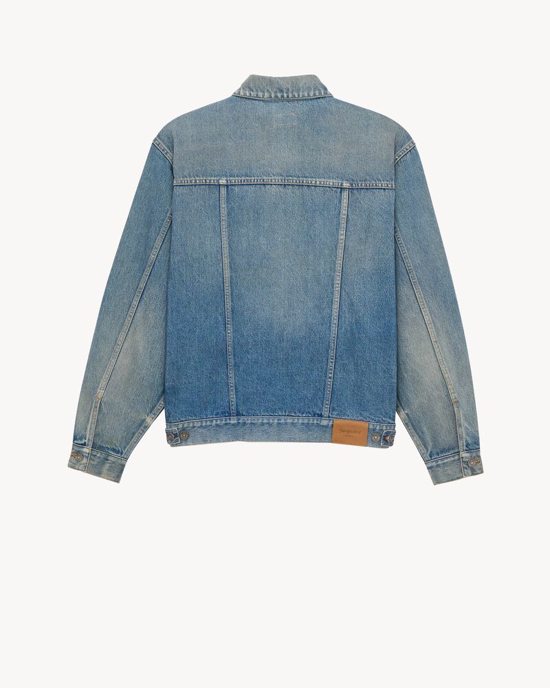 trucker jacket in midi blue denim
