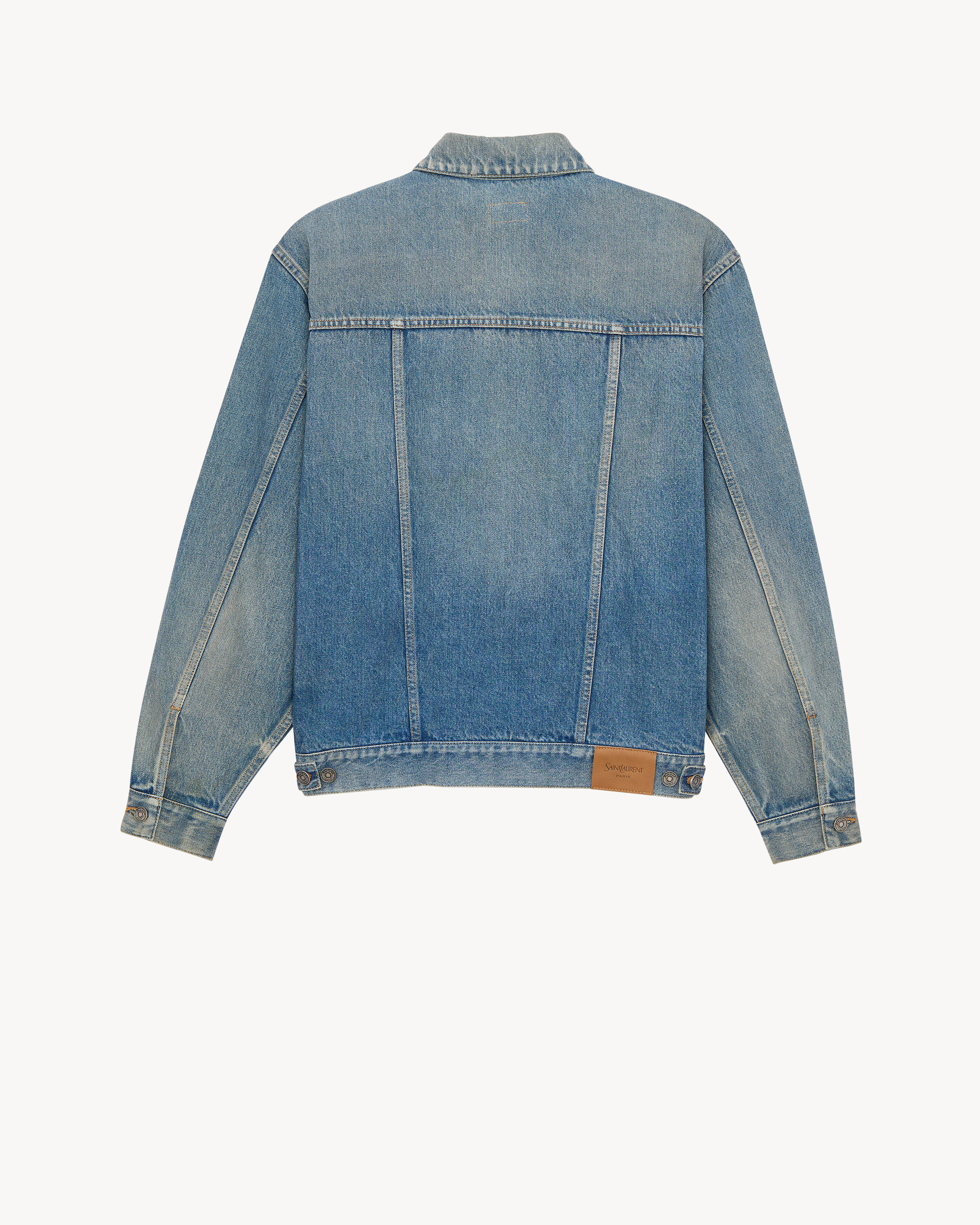 trucker jacket in midi blue denim