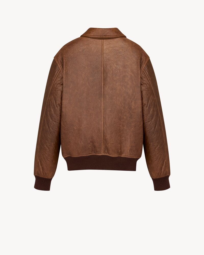 bomber jacket in vintage grained lambskin