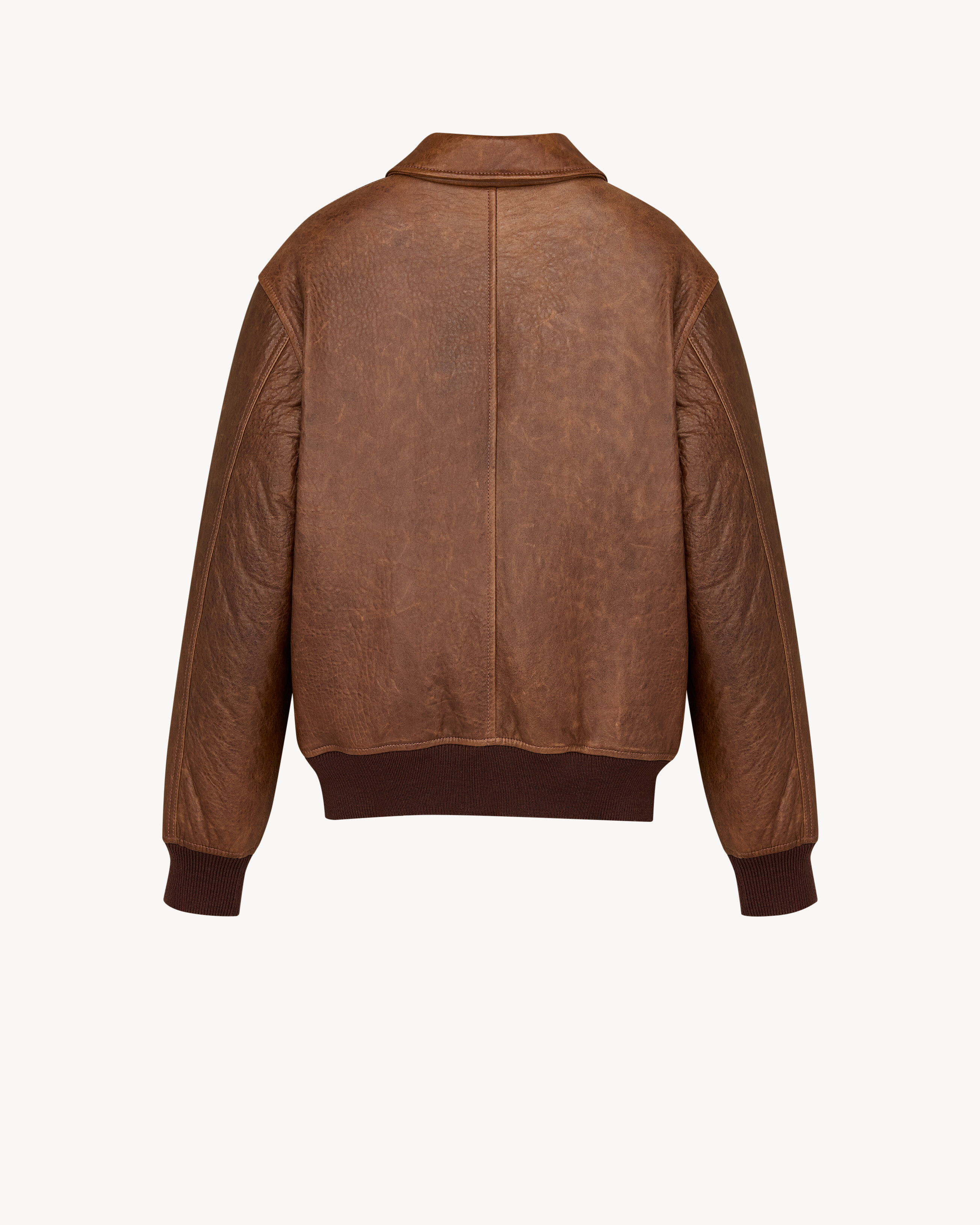 bomber jacket in vintage grained lambskin