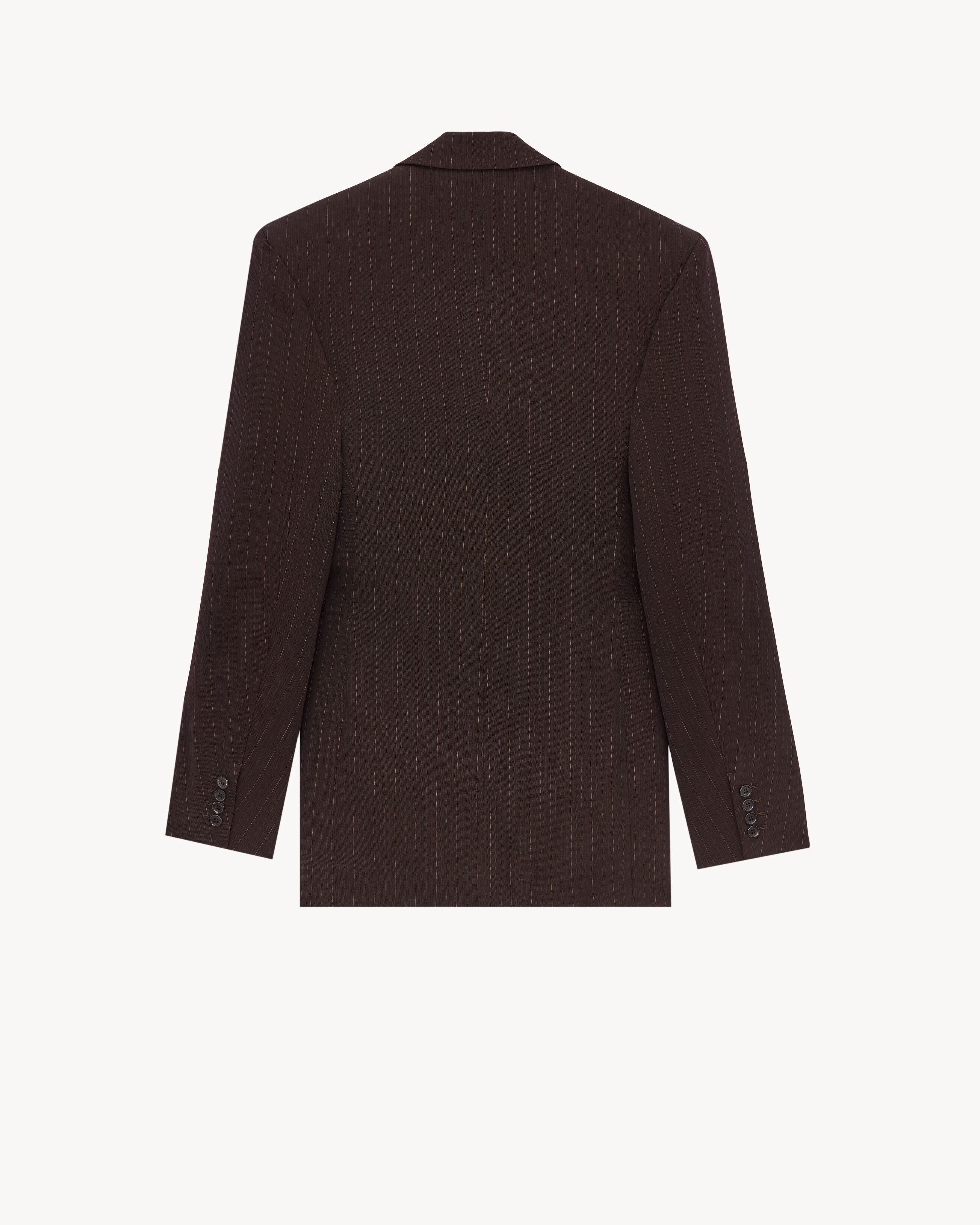 blazer com fechamento simples em lã mélange risca de giz
