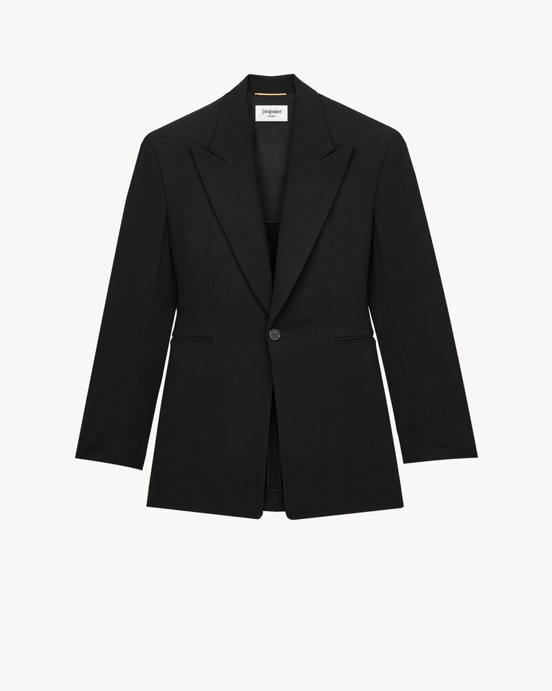 blazer com fechamento simples em lã mélange