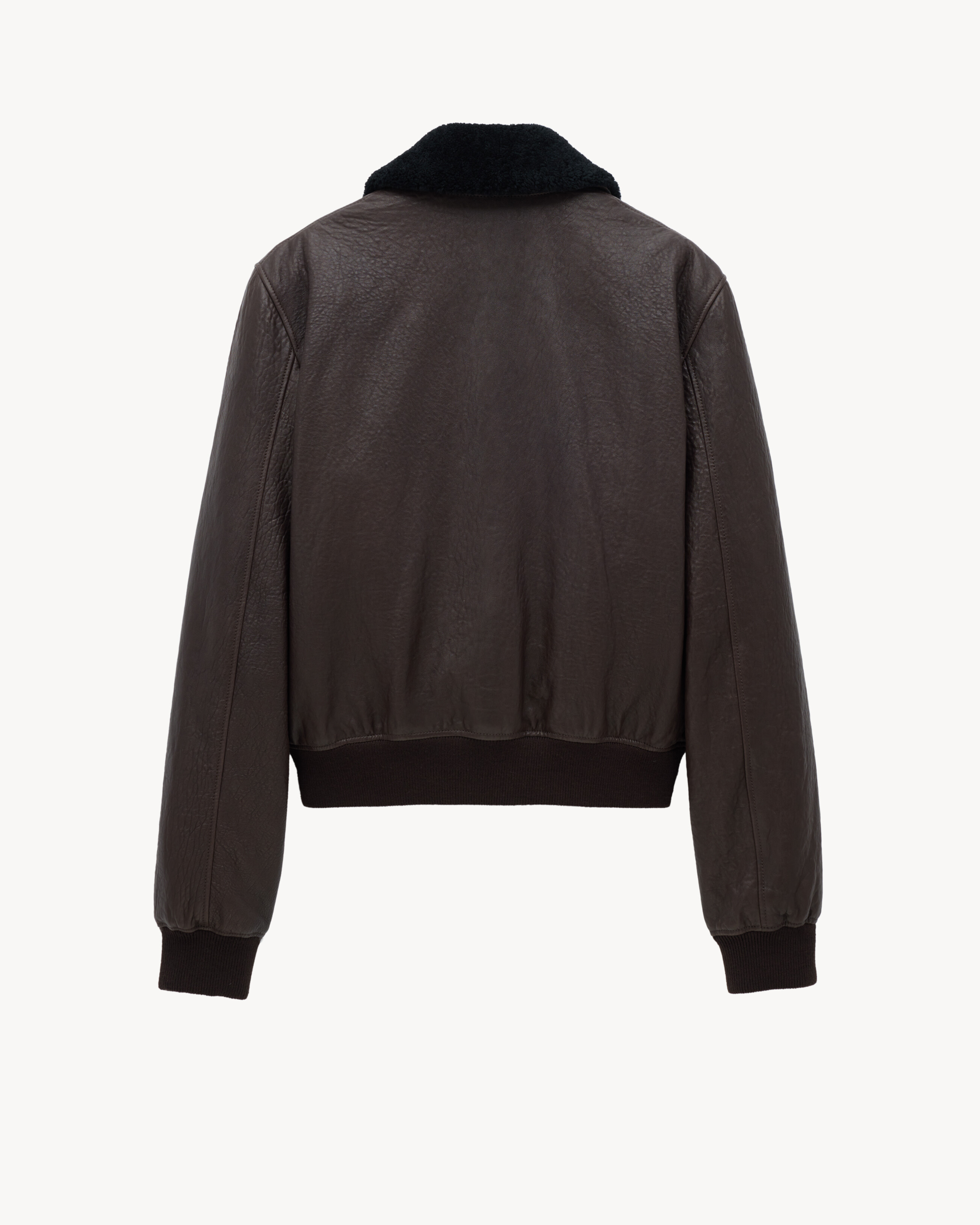 bomber jacket in bubbled lambskin and shearling