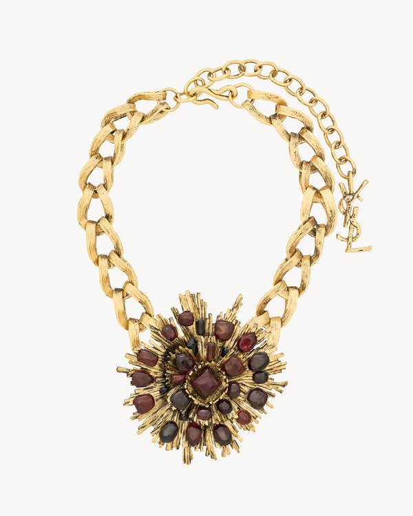 sunburst chain necklace in resin and glass