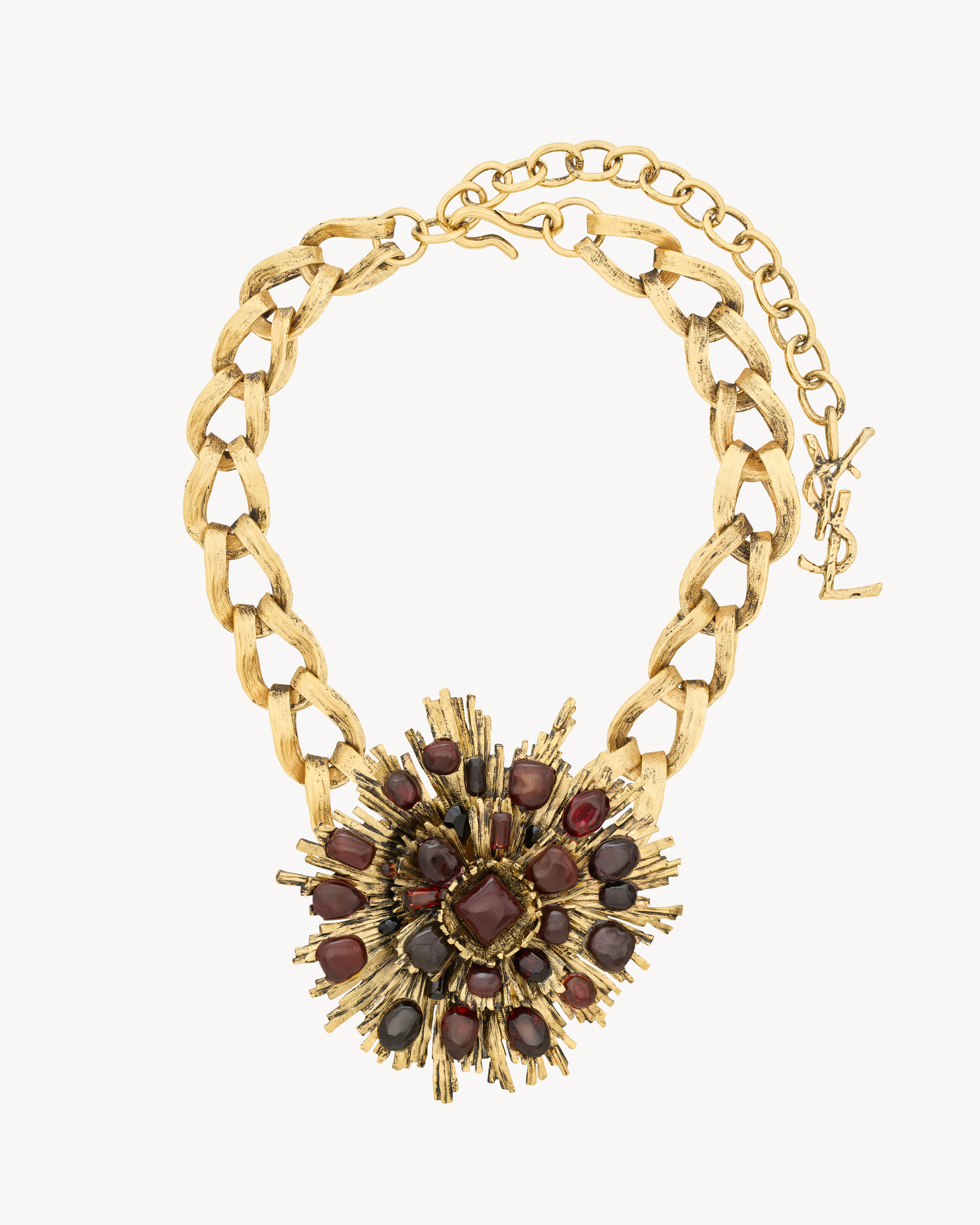 sunburst chain necklace in resin and glass