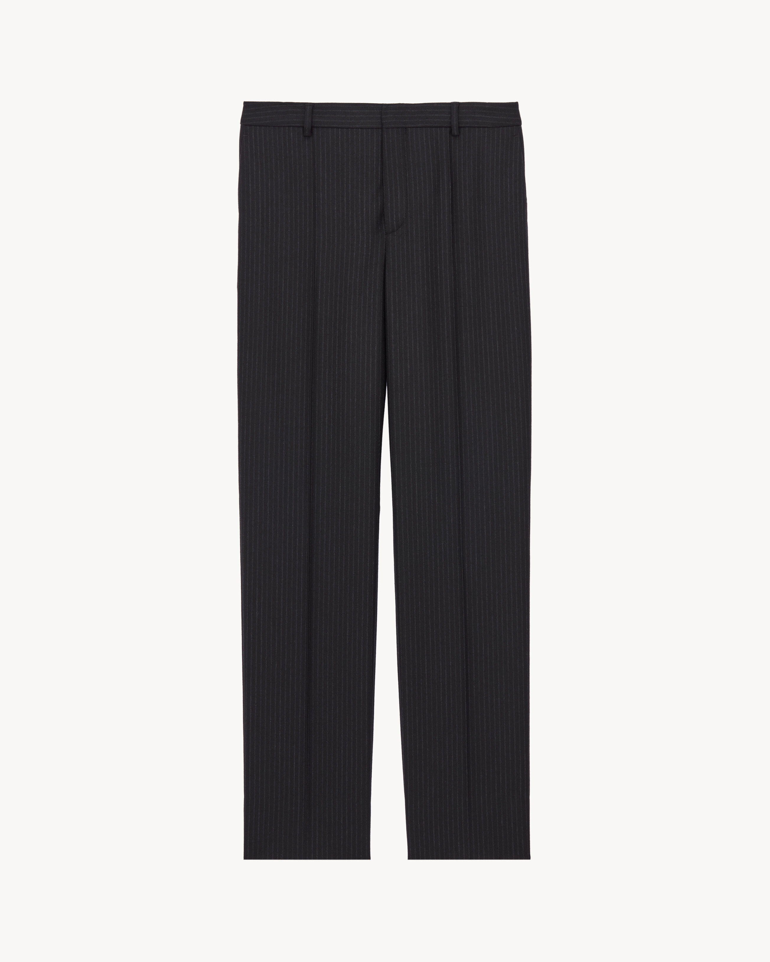 slim-fit pants in chalk-stripe wool