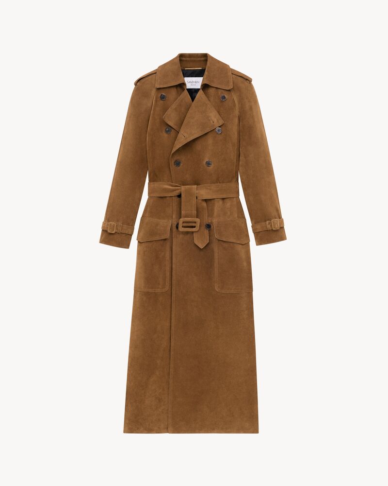 trench coat in suede
