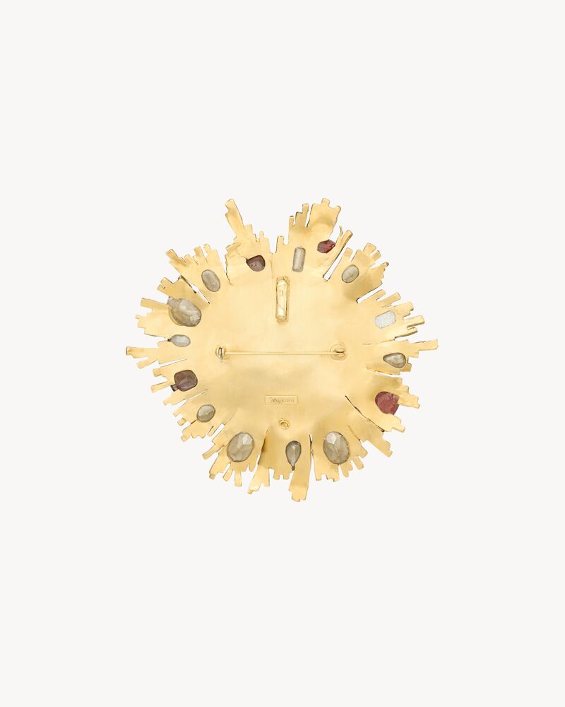 sunburst brooch in resin and glass