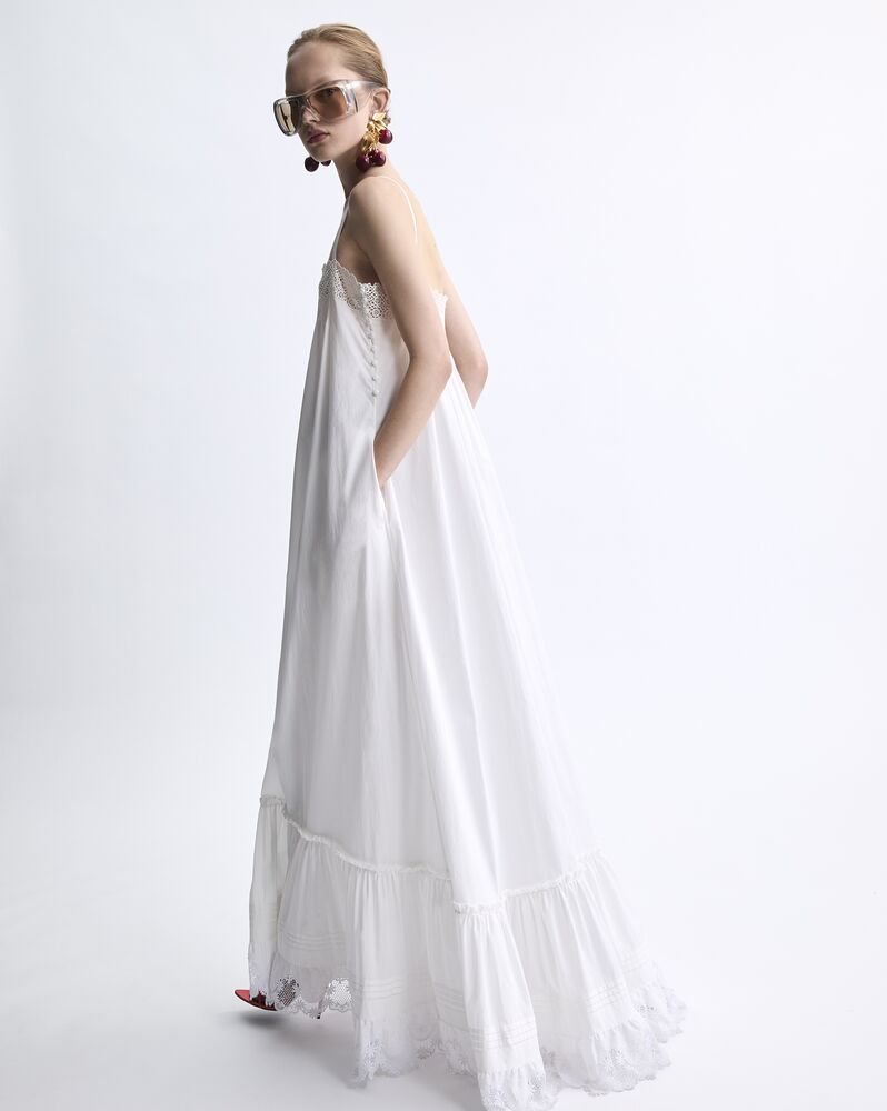 dress in embroidered cotton poplin