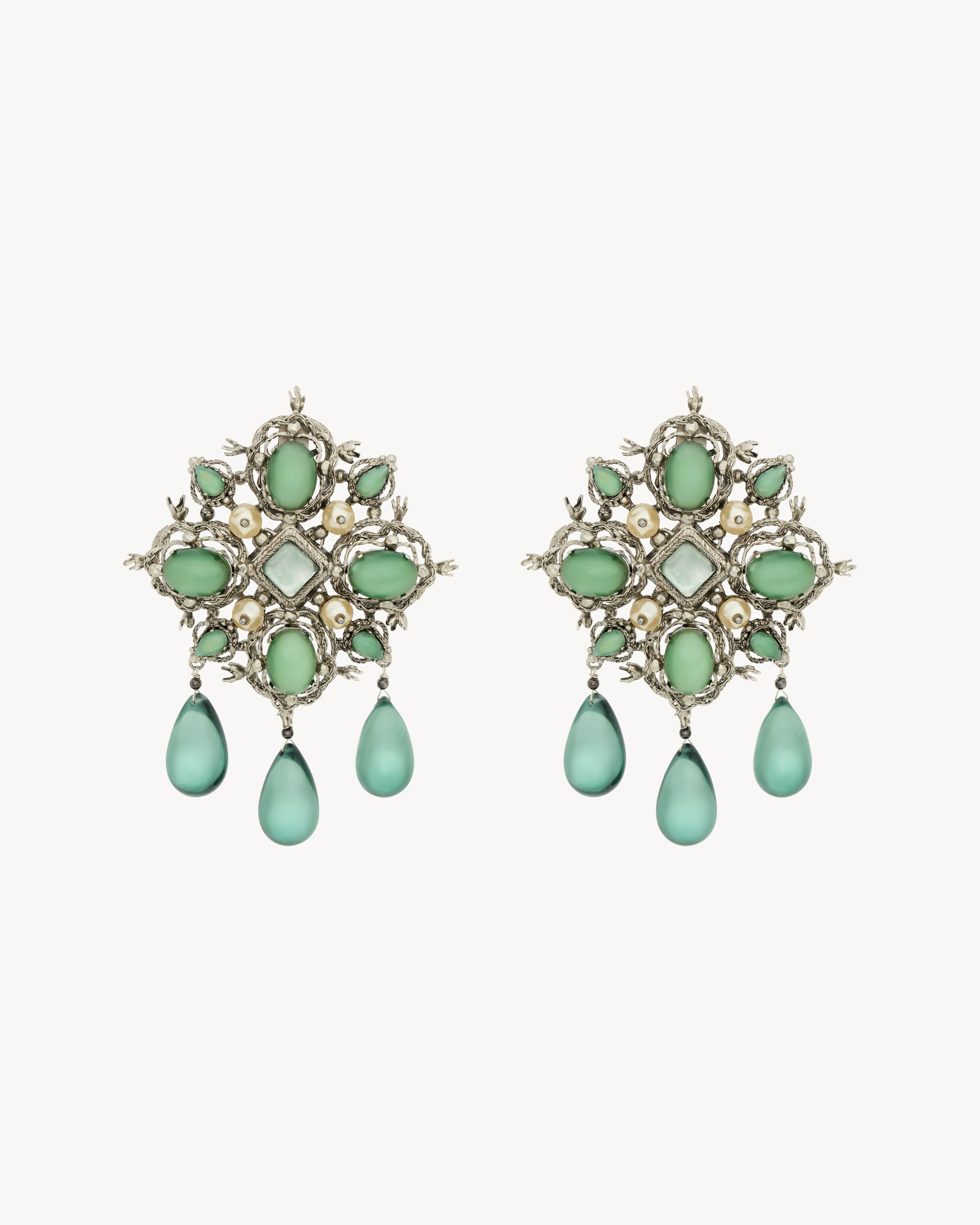 cabochon cross earrings in resin and metal