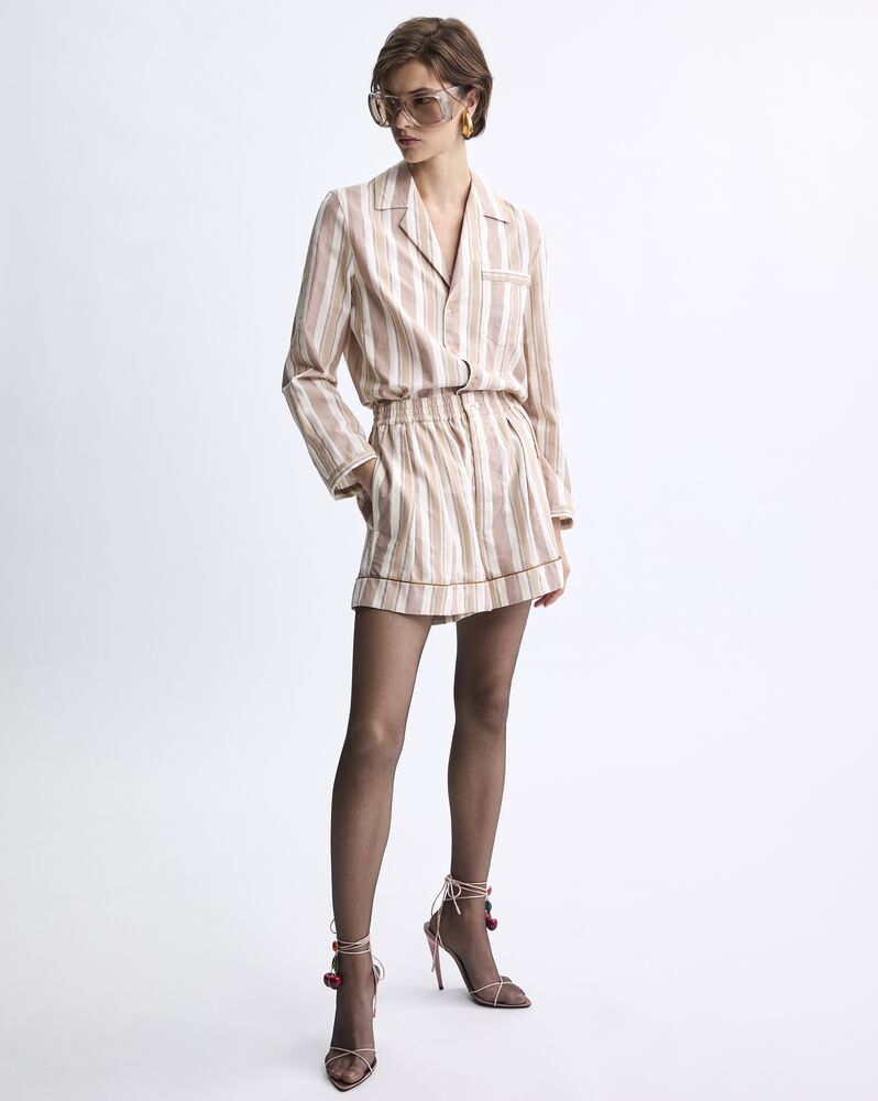 pajama shorts in striped cotton