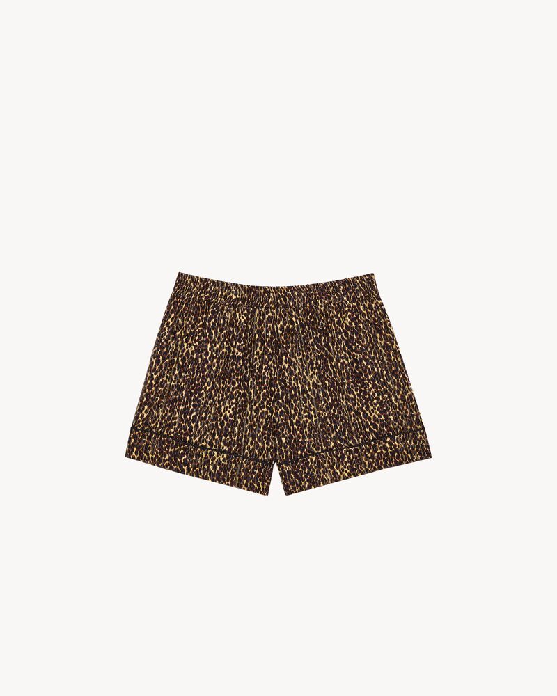 pajama shorts in lurex stripe silk georgette