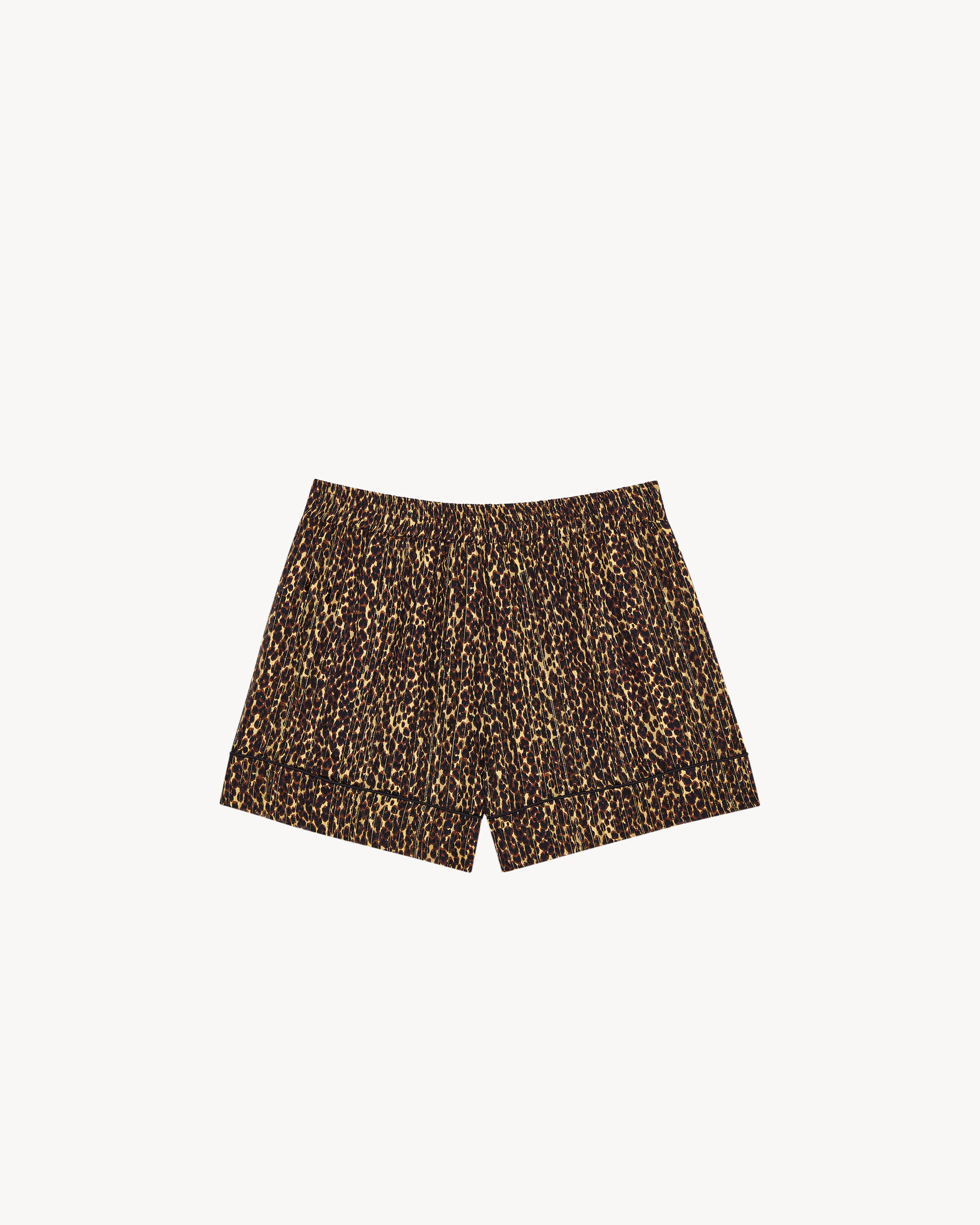 pajama shorts in lurex stripe silk georgette