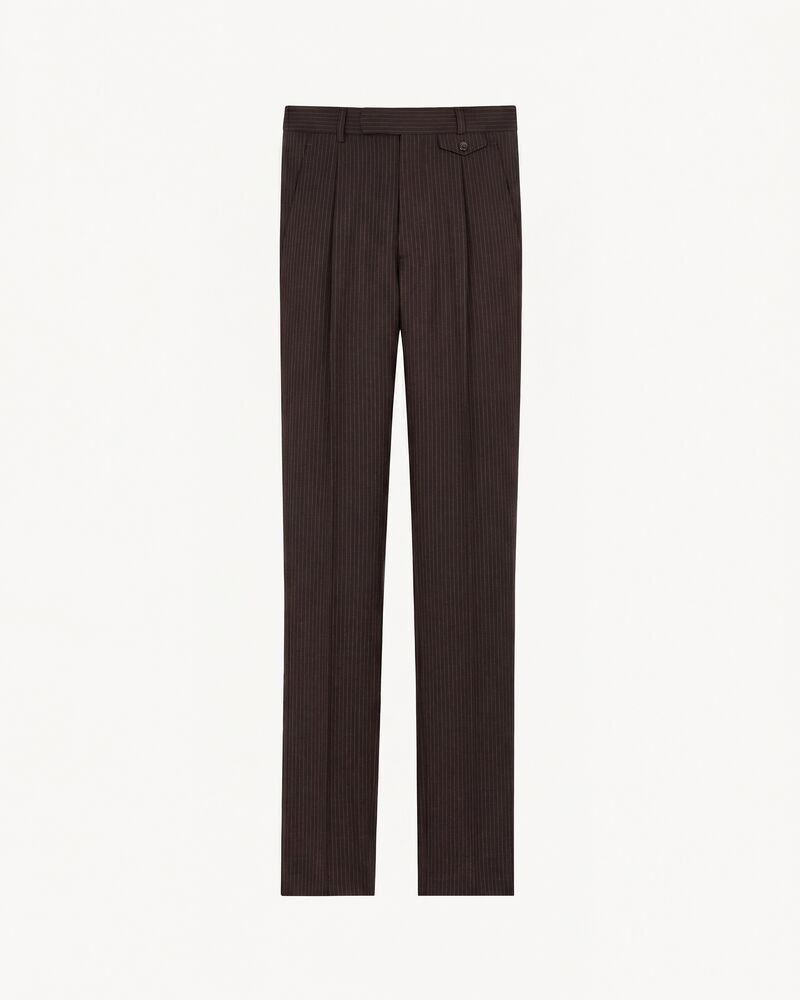 tapered pants in striped wool gabardine