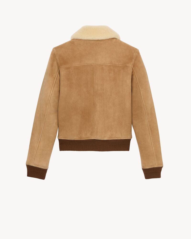 bomber jacket in suede and shearling