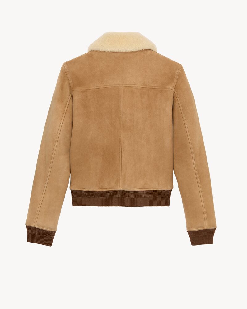 bomber jacket in suede and shearling