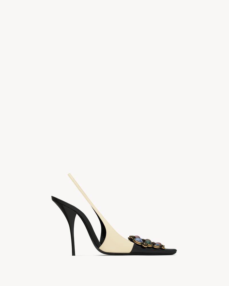ICELAND slingback pumps in smooth leather and crystals