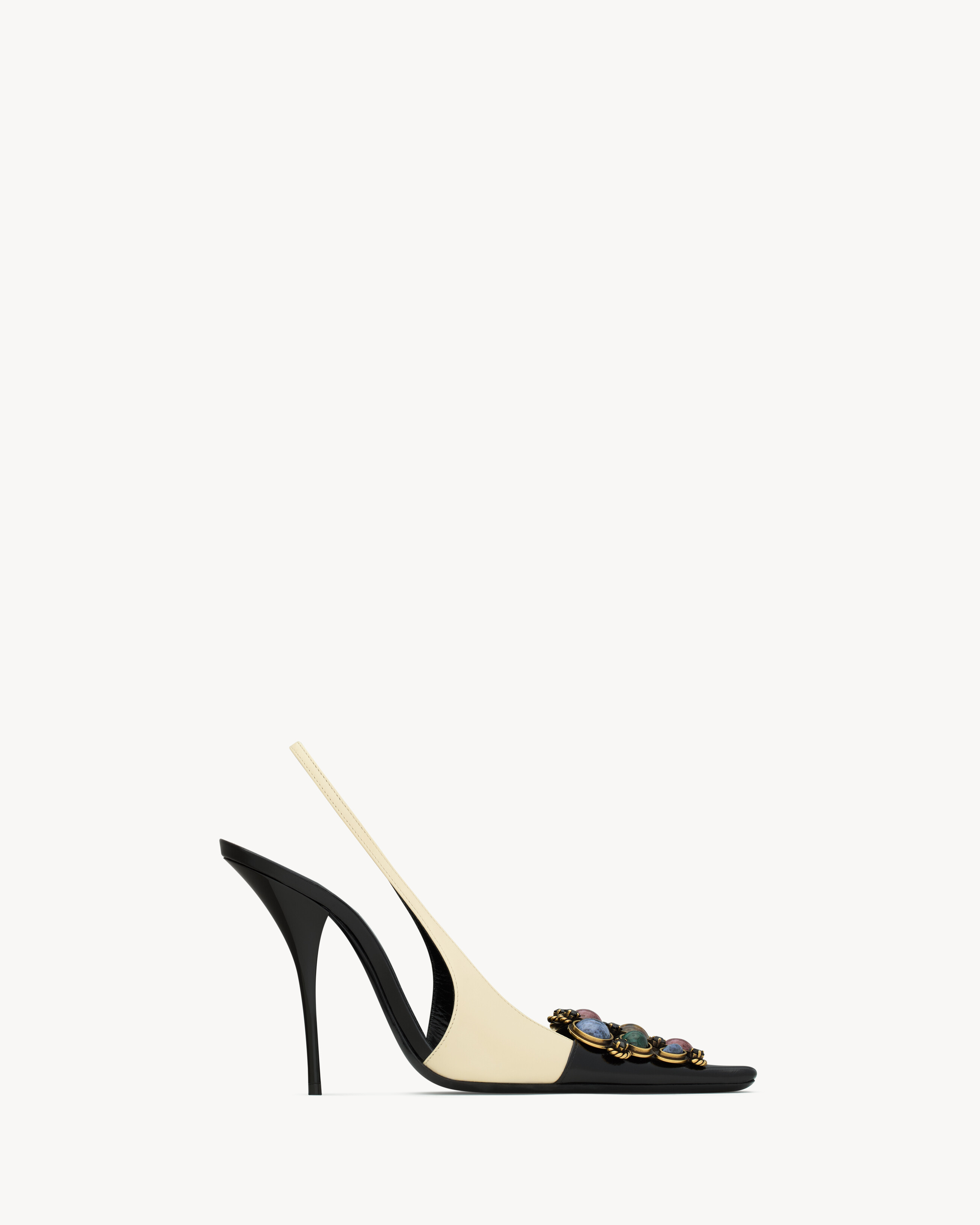 ICELAND slingback pumps in smooth leather and crystals