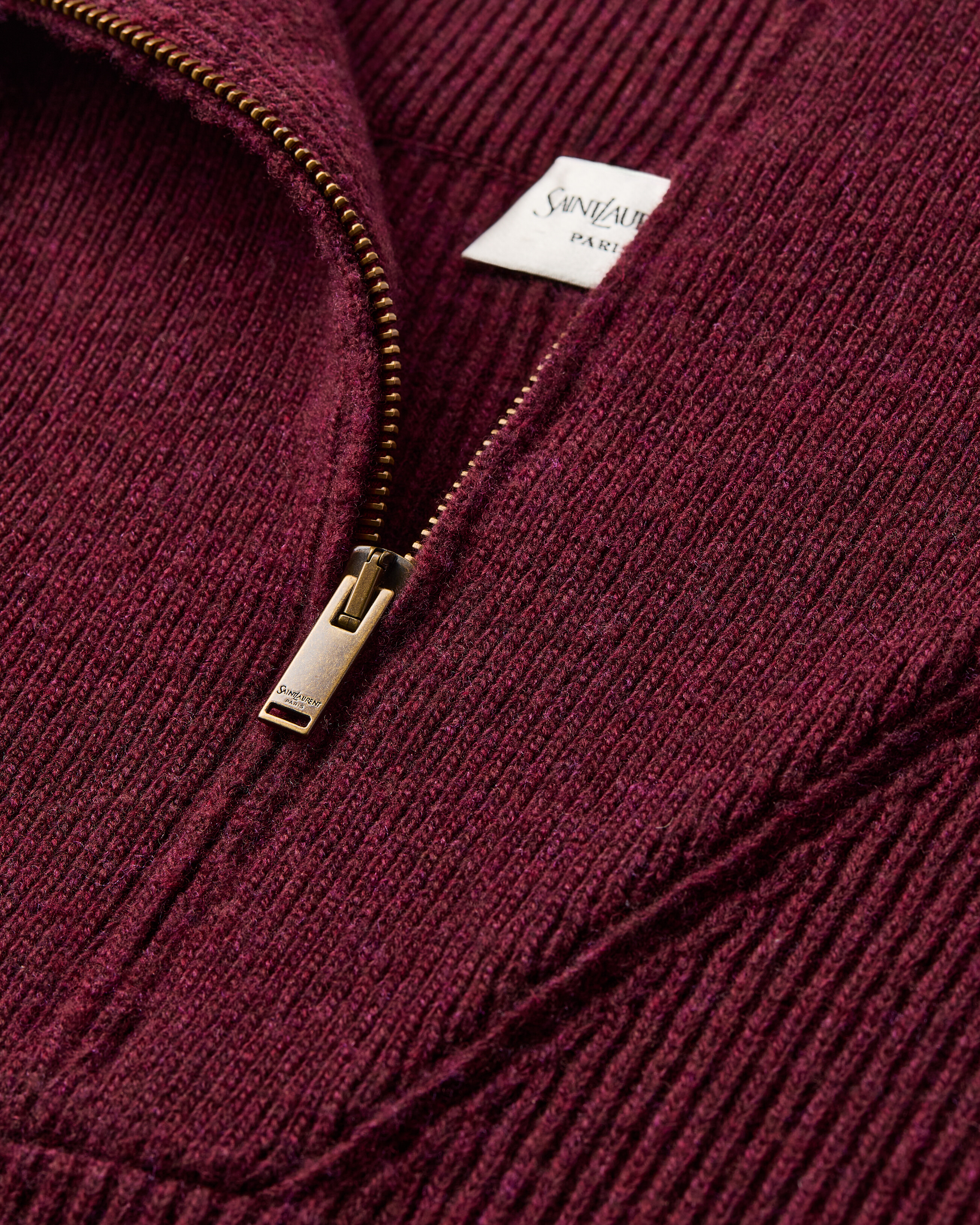 half-zip sweater in rib-knit wool