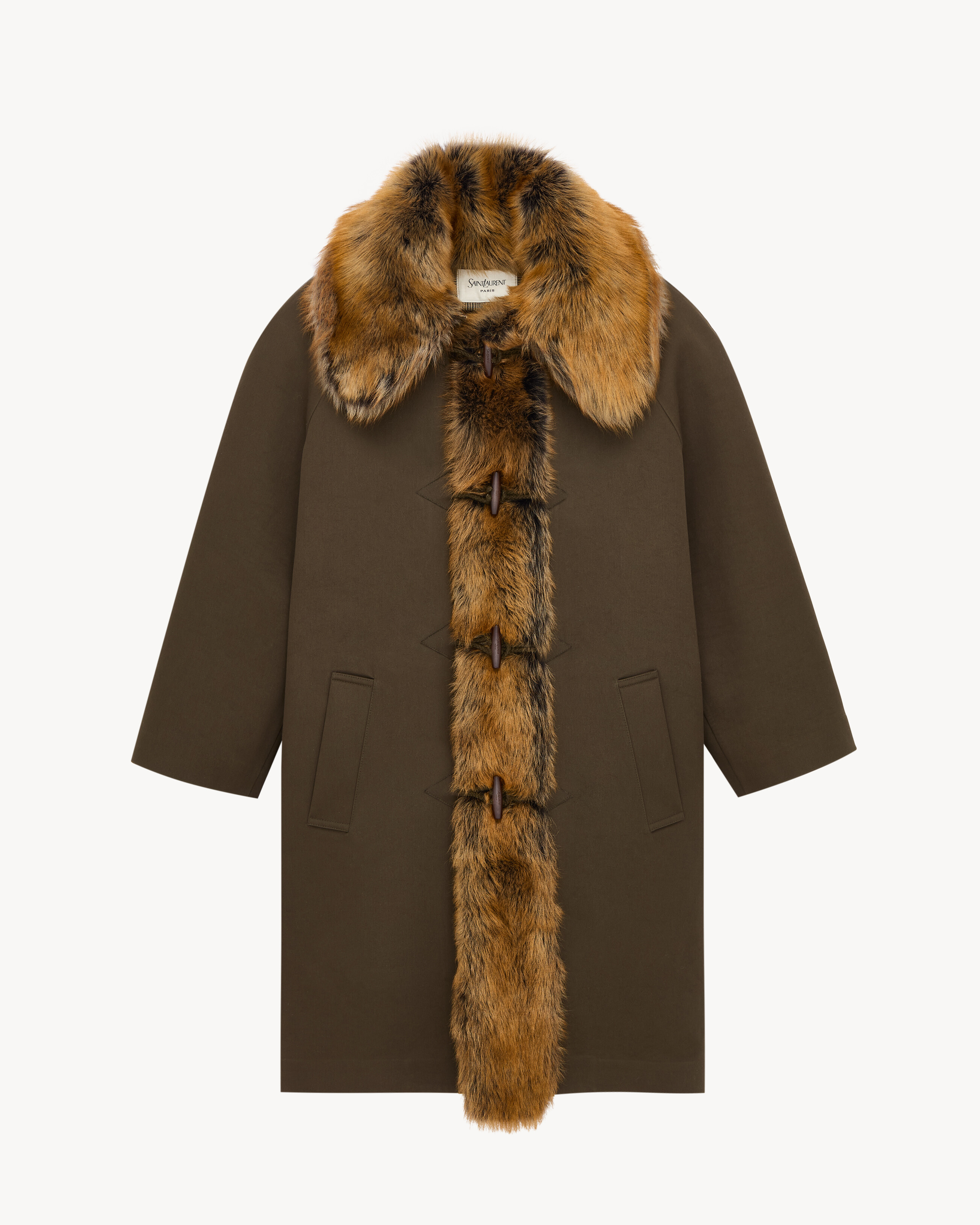 coat in canvas and shearling