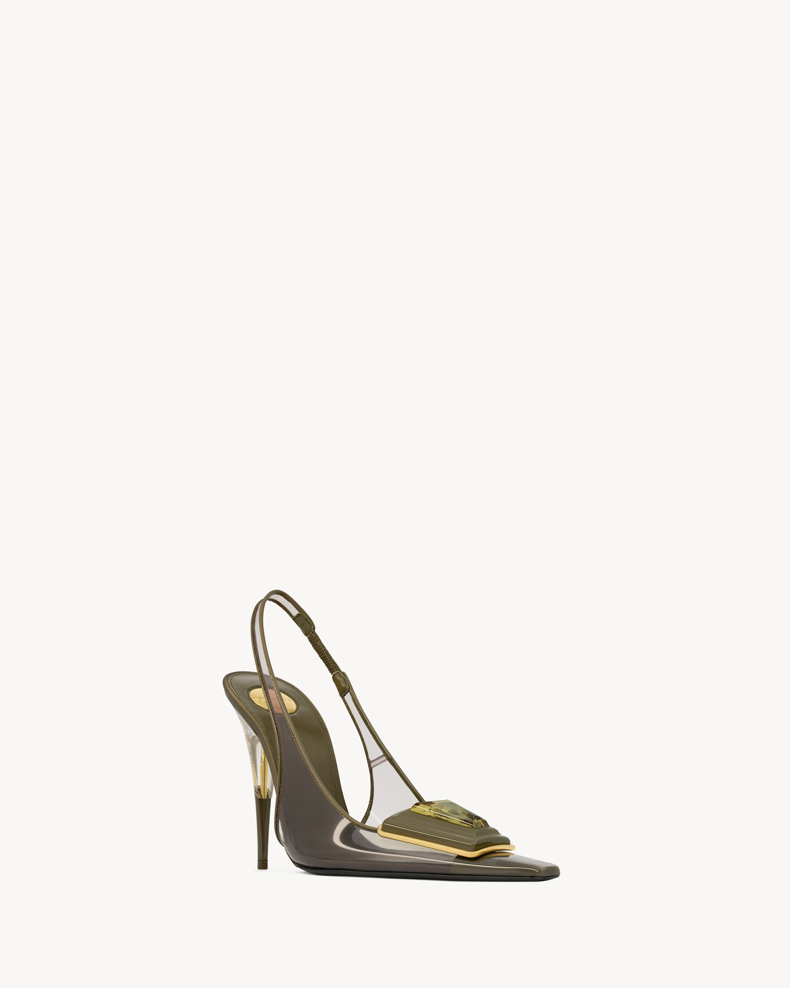 SIBYL slingback pumps in TPU, patent leather, and satin